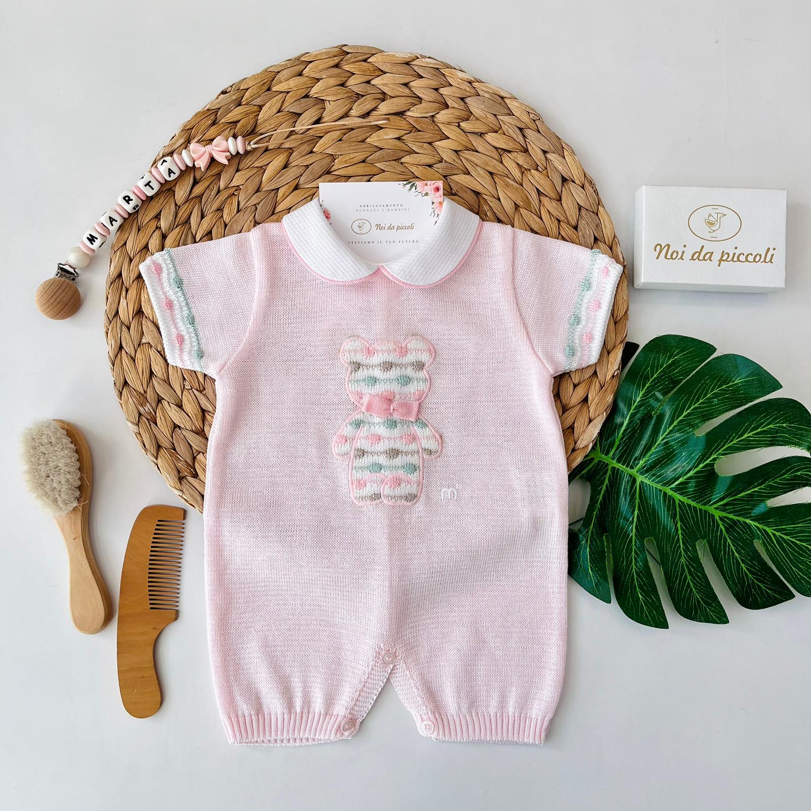 BEAR ROMPER 100% PEACH MULTICOLOR COTTON YARN
