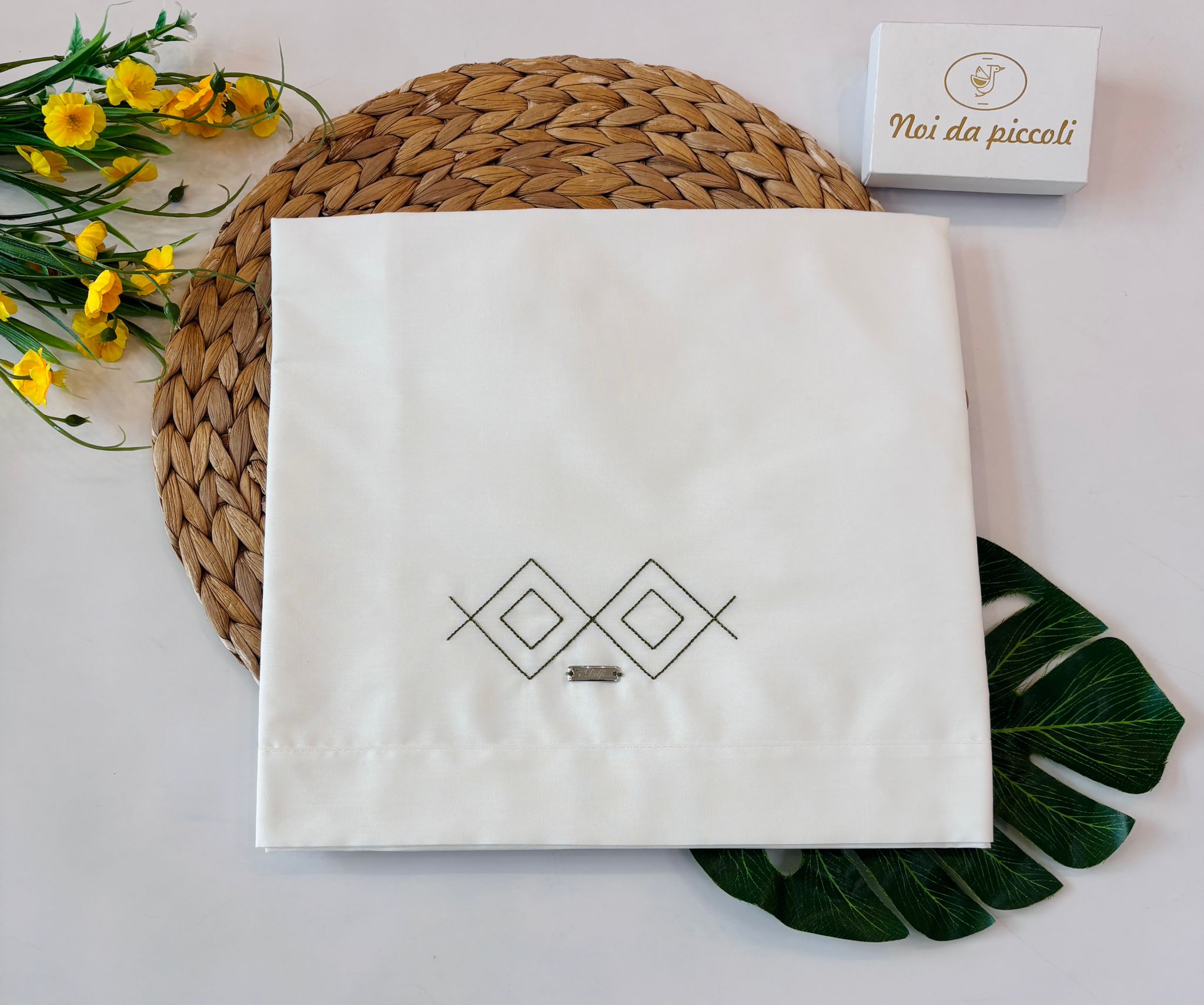 SET LENZUOLA ROMBI 100 % COTONE BIANCO
