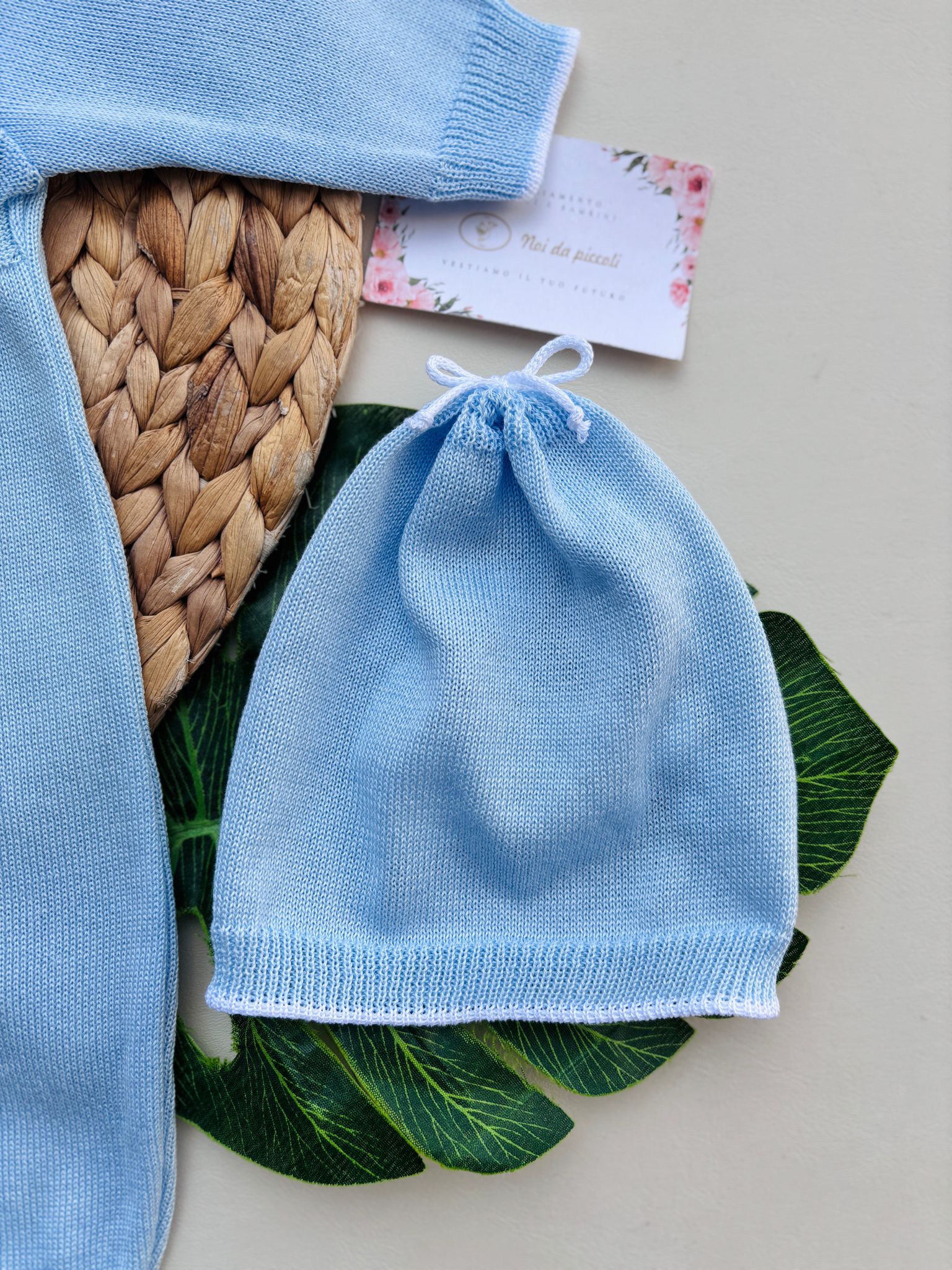 TUTINA CON PARURE 100% FILO DI COTONE CIELO