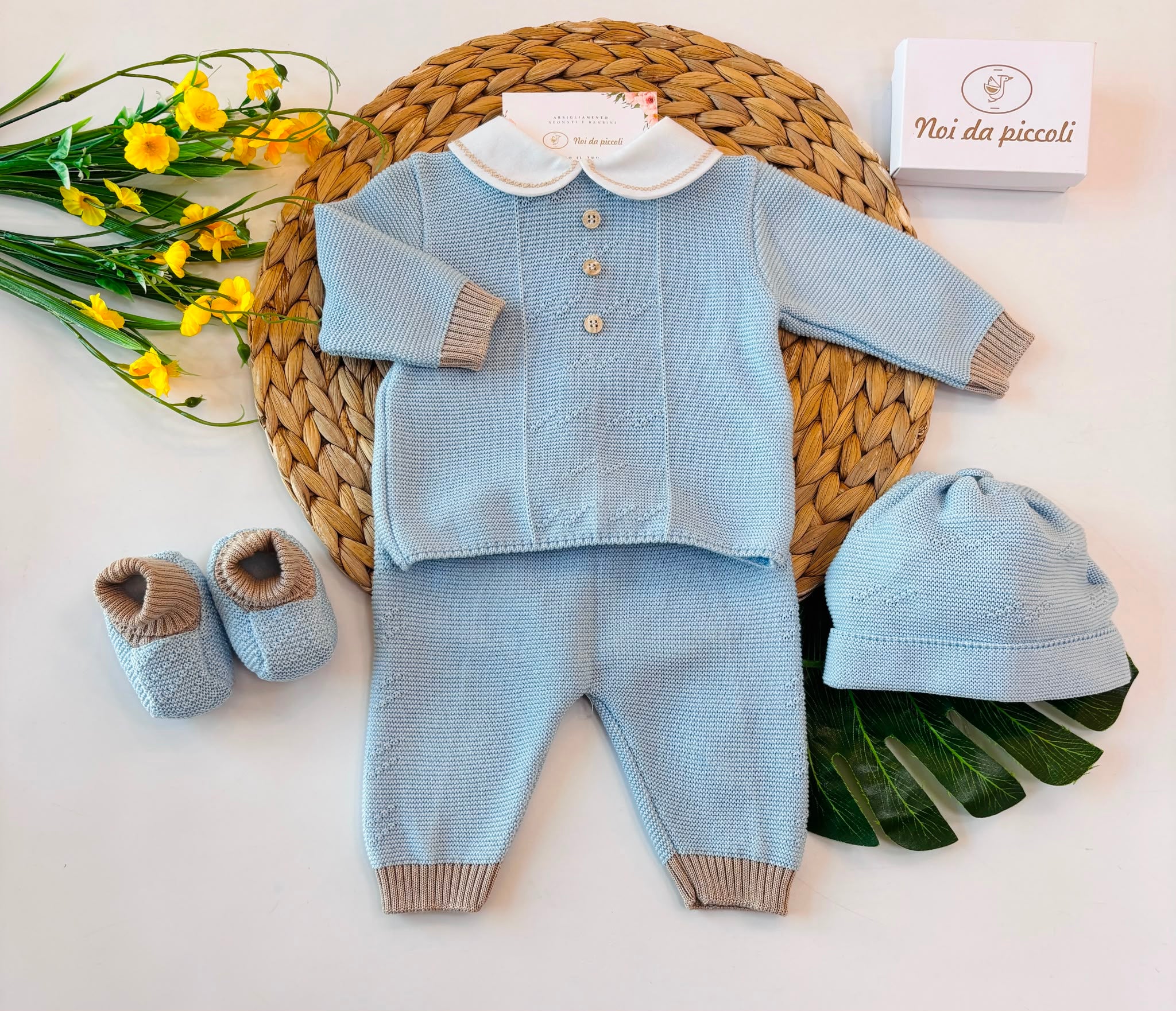 COMPLETO CON PARURE 100% FILO DI COTONE CIELO