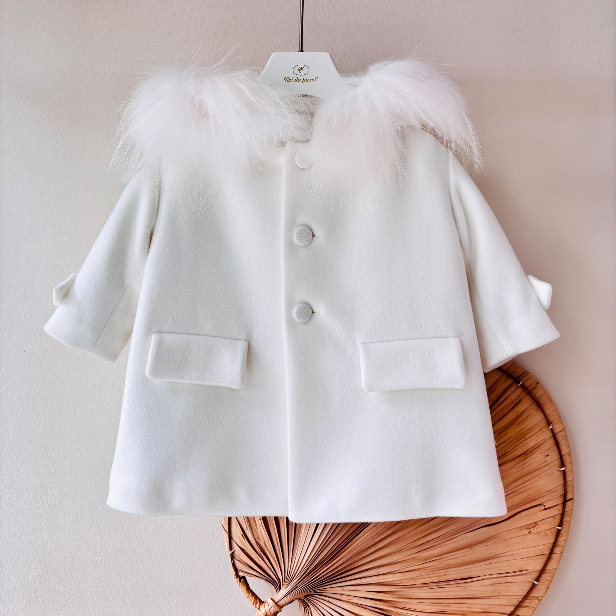 CAPPOTTO IN PANNO CON CAPPUCCIO PANNA