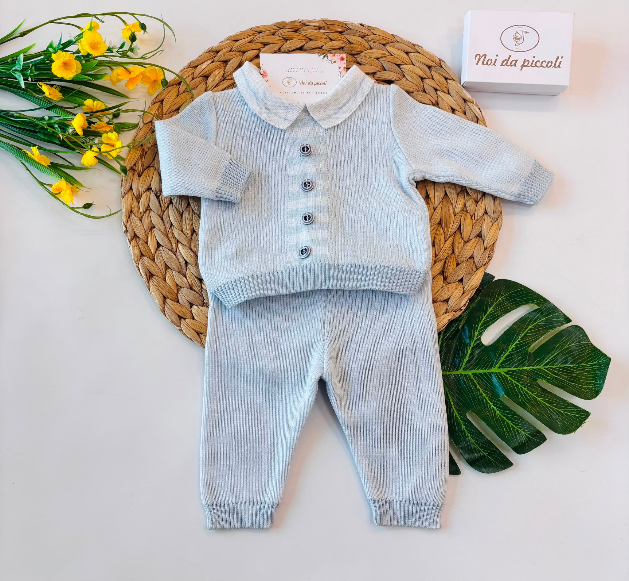 COMPLETO 100% FILO DI COTONE CIELO