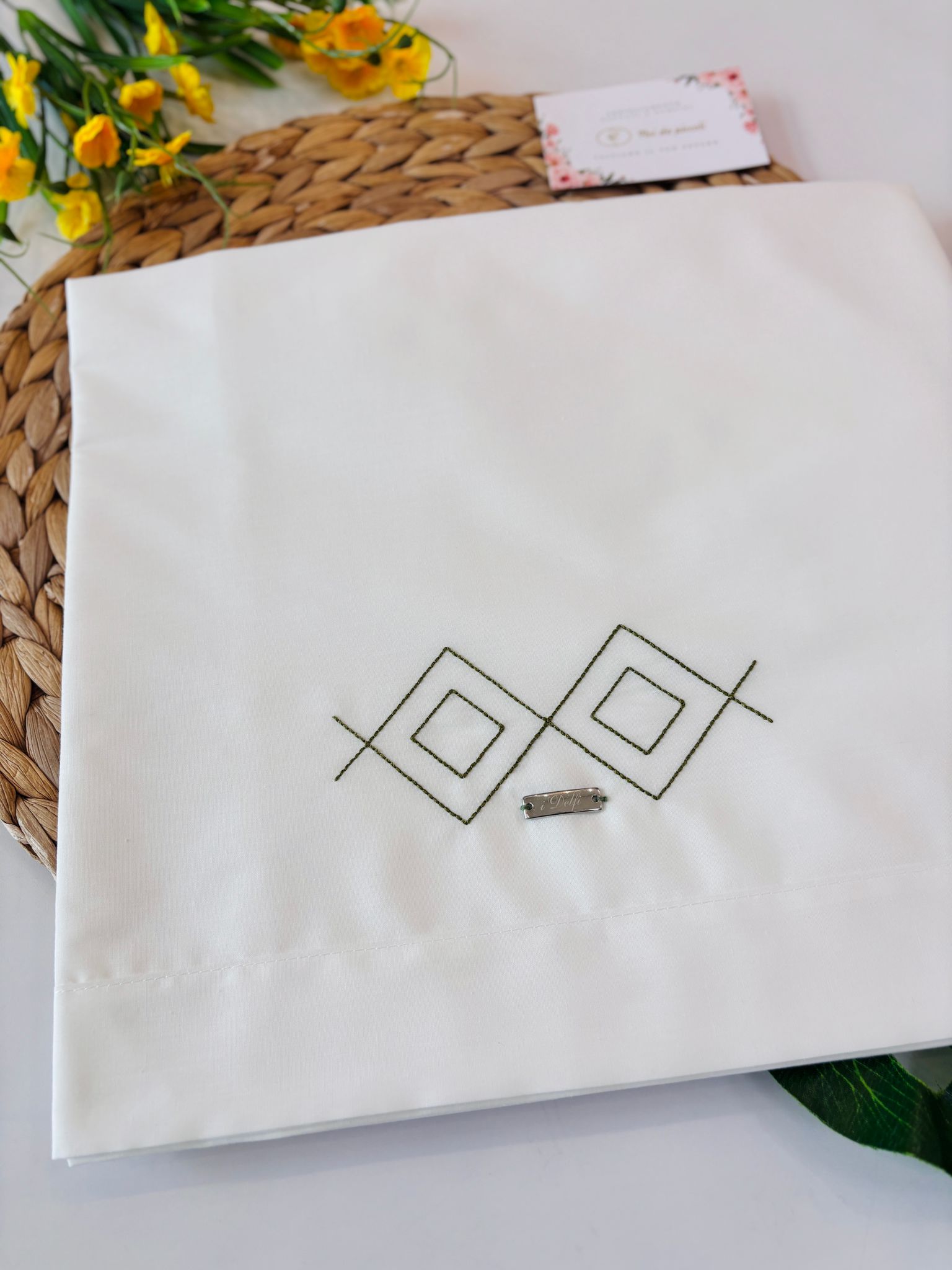 SET LENZUOLA ROMBI 100 % COTONE BIANCO