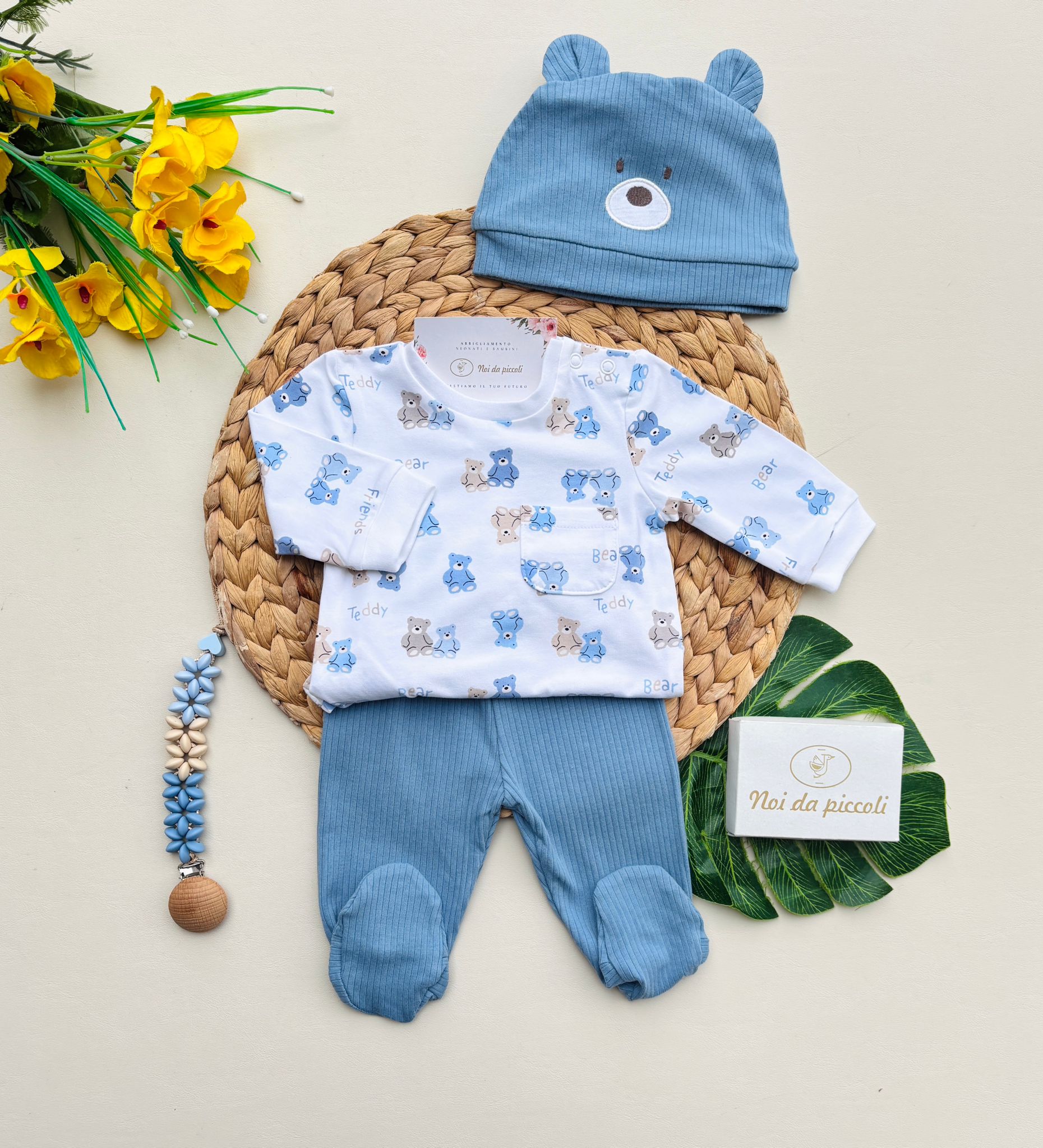 COMPLETO 3 PZ IN COTONE ORSETTO MAREA