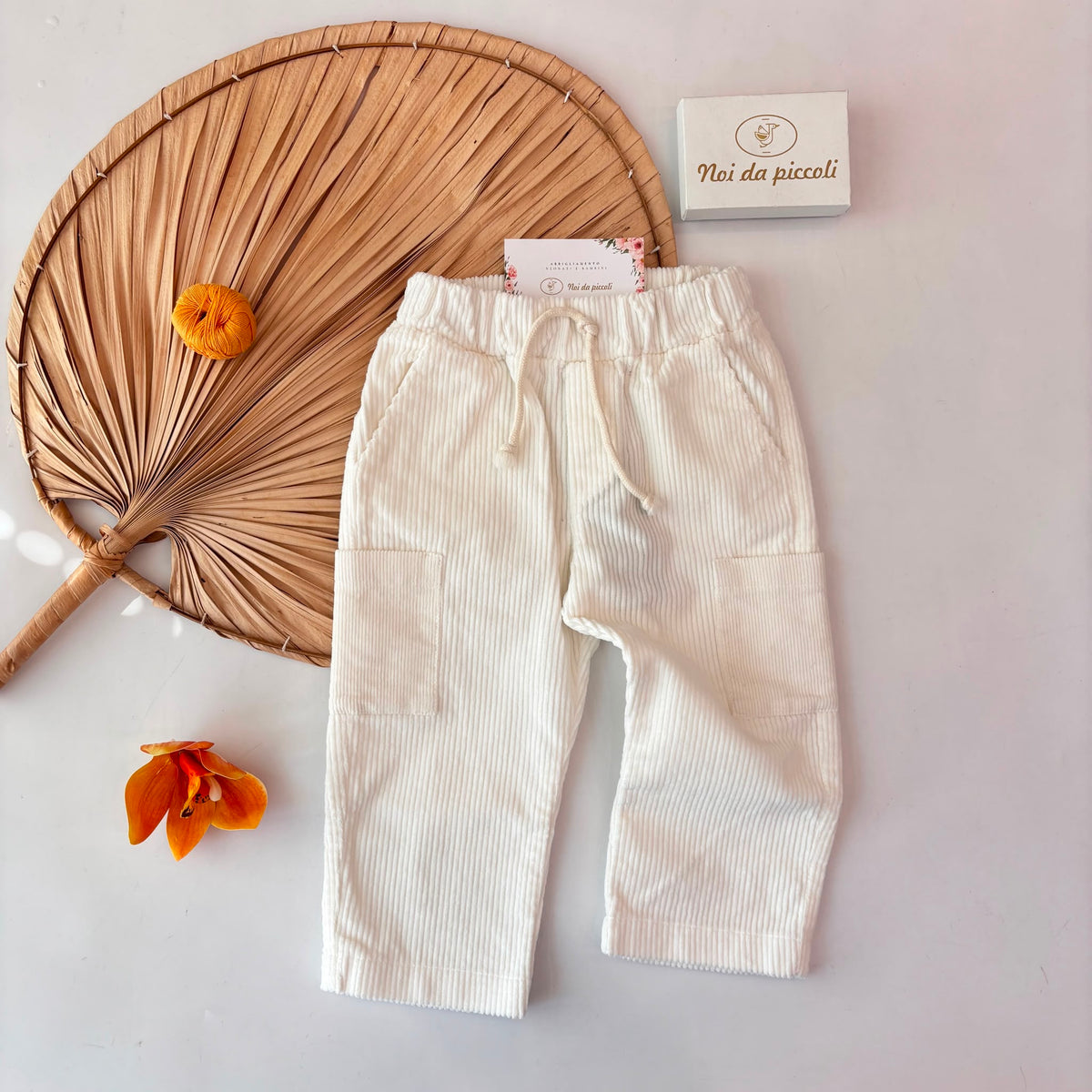 PANTALONE VELLUTO MILLERIGHE BIANCO