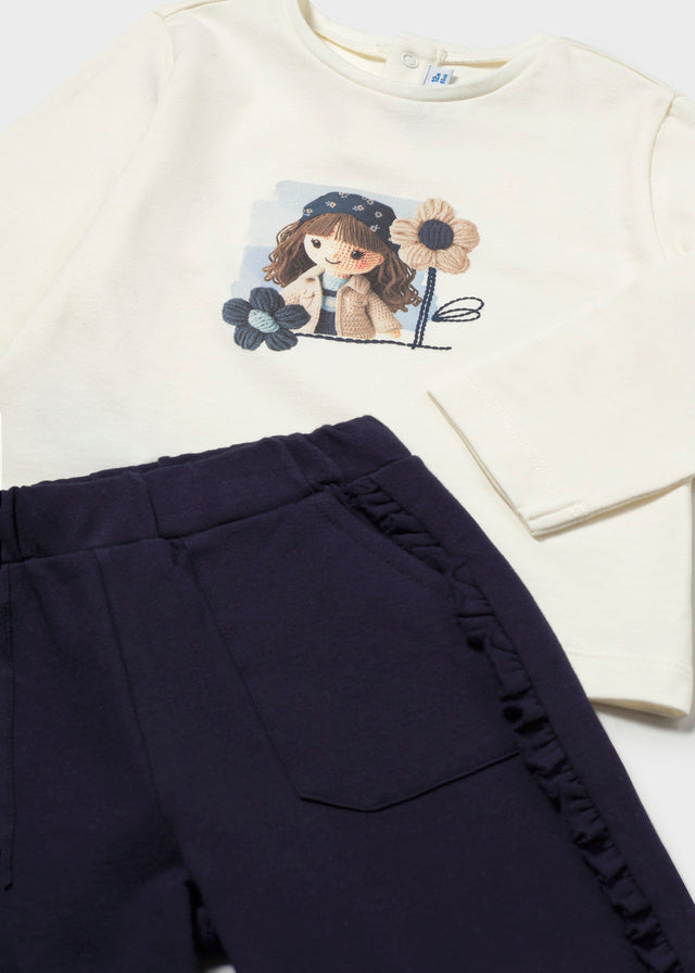 COMPLETO IN COTONE CALDO BLU