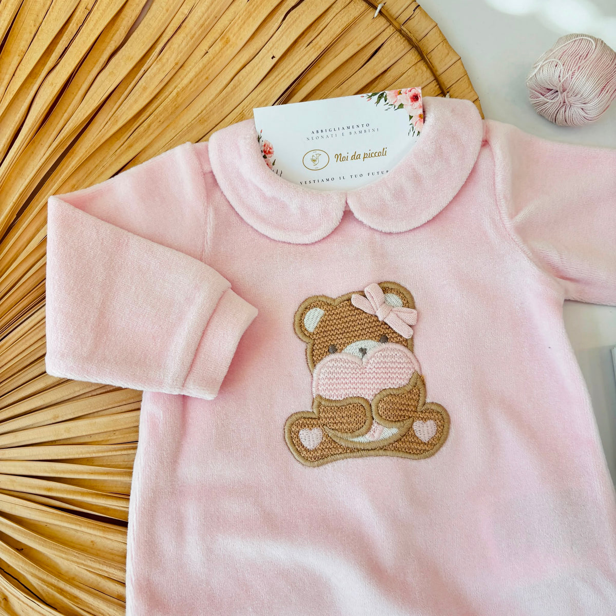TUTINA IN CINIGLIA ROSA on teddy con fiocchetto