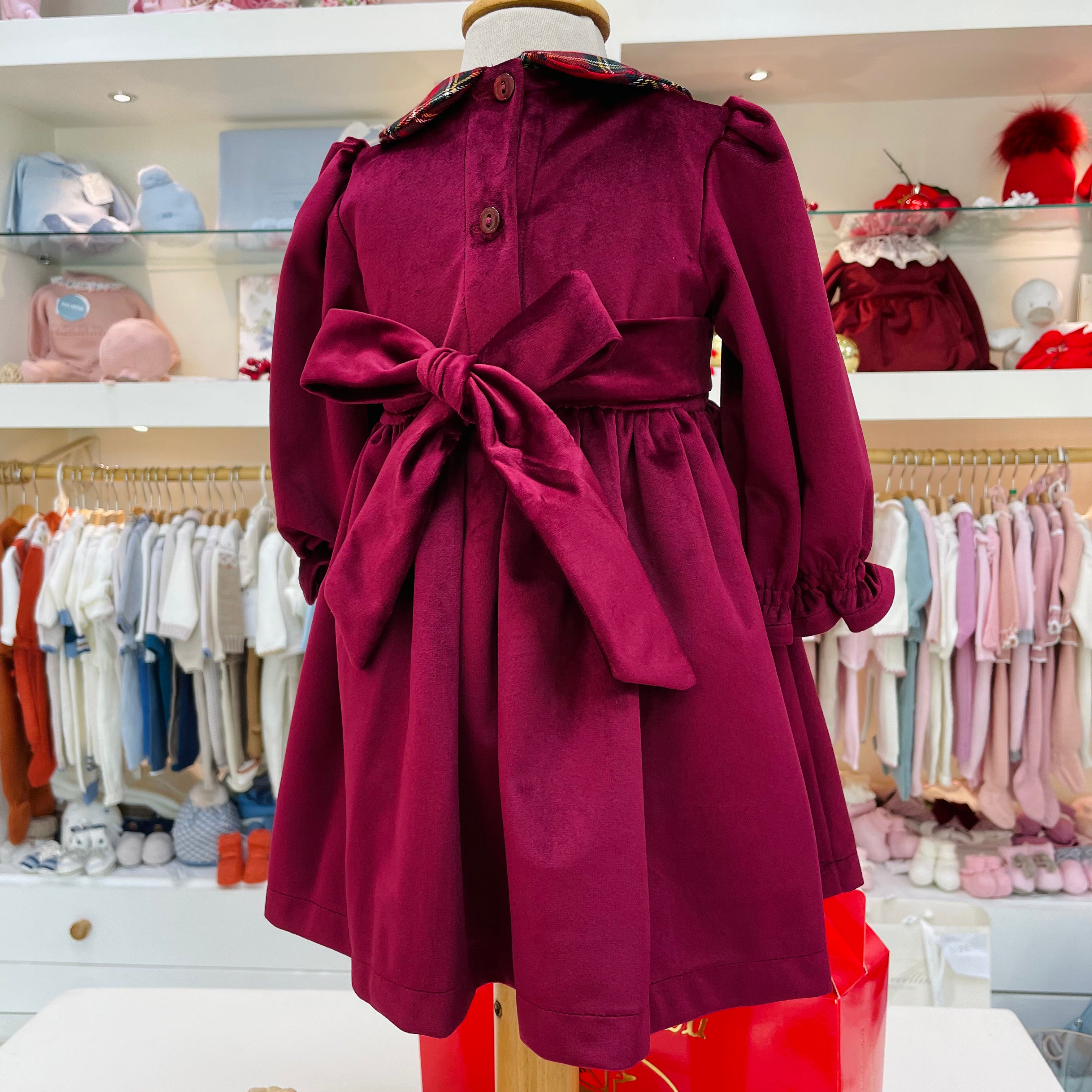 ABITINO VINACCIA VELLUTO CON FIOCCO TARTAN