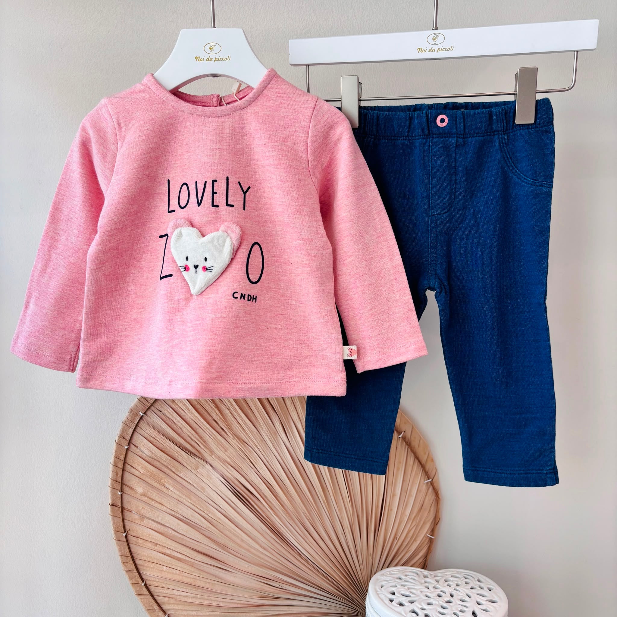 COMPLETO IN COTONE CALDO ROSA LOVELY