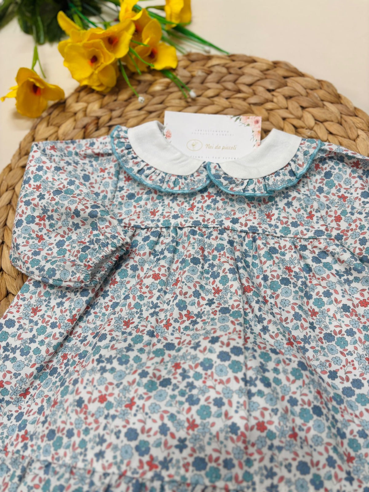 ABITINO CON CULOTTE COTONE CALDO FLOREALE CIELO