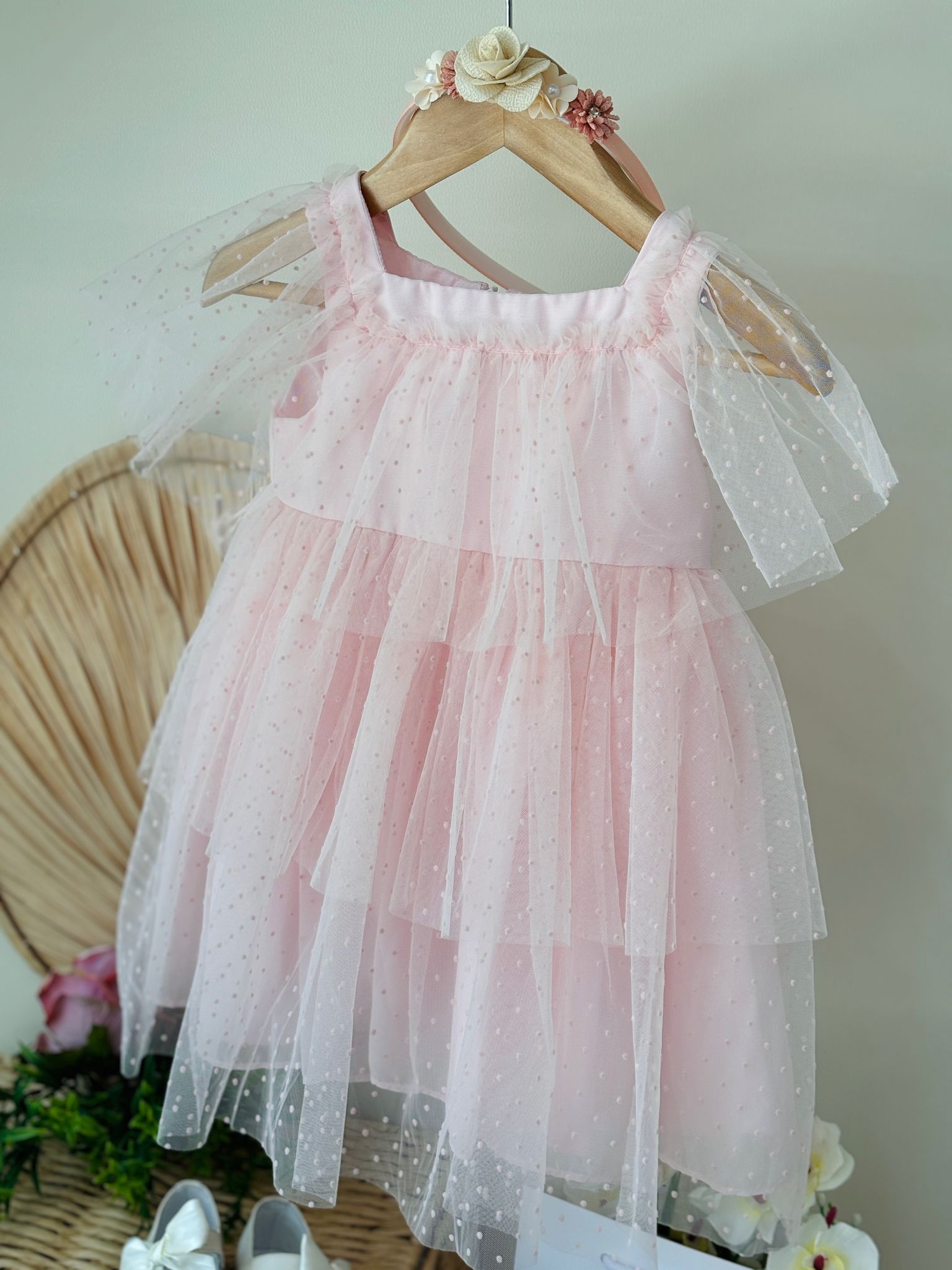 ABITINO ROSA CON TULLE E POIS