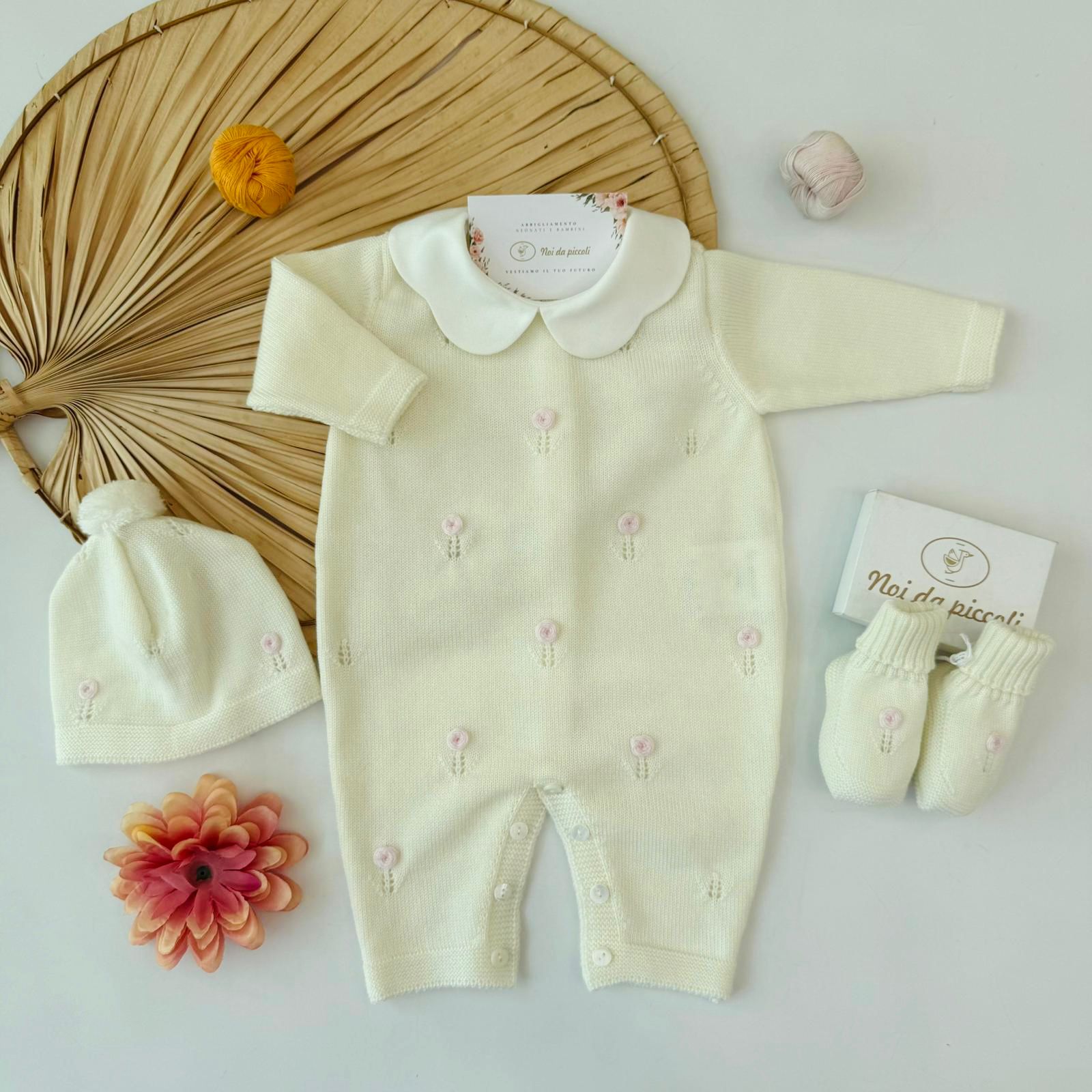 TUTINA CON PARURE 100% PURA LANA MERINO EXTRAFINE PANNA