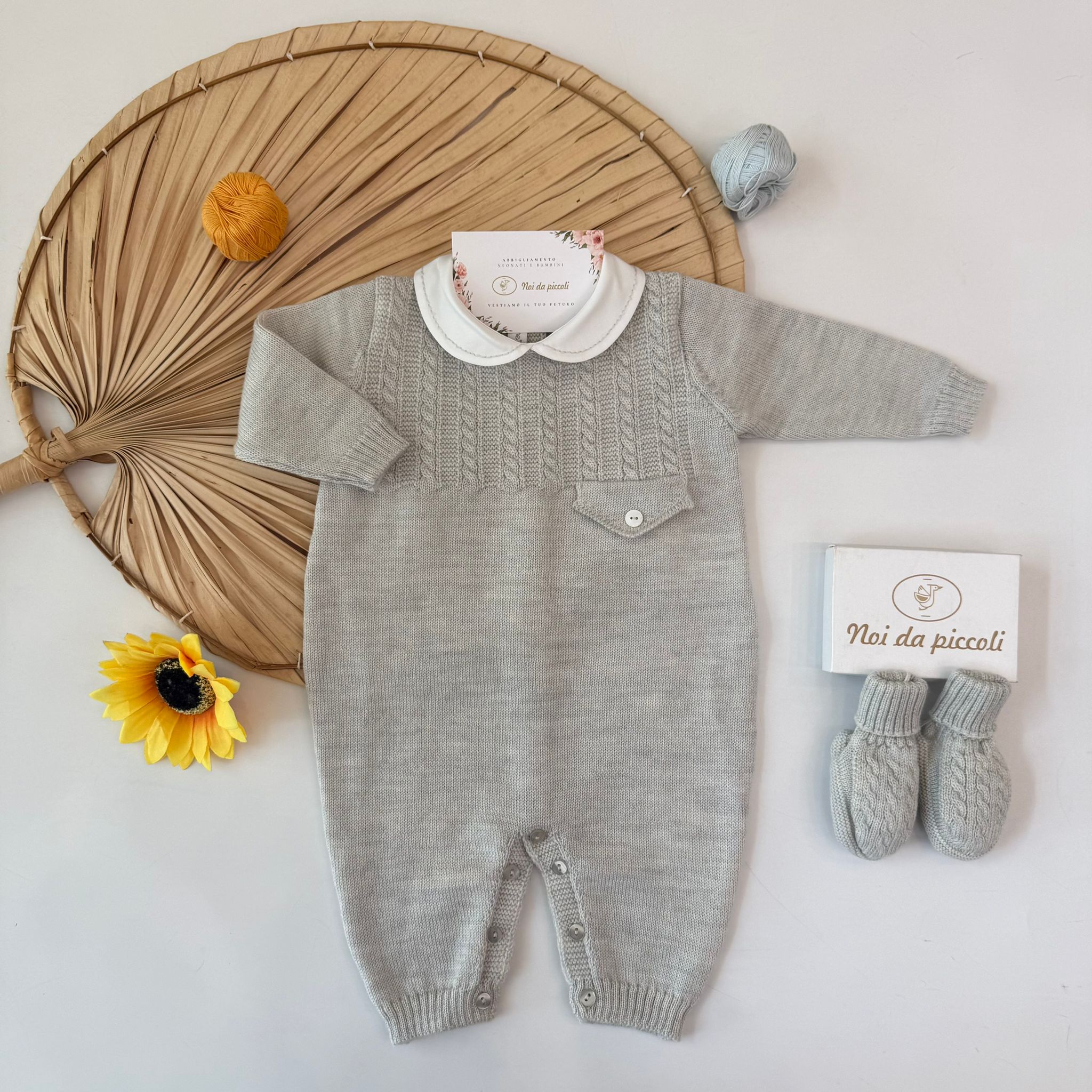 TUTINA CON BABBUCCE 100% PURA LANA MERINO EXTRAFINE GRIGIO