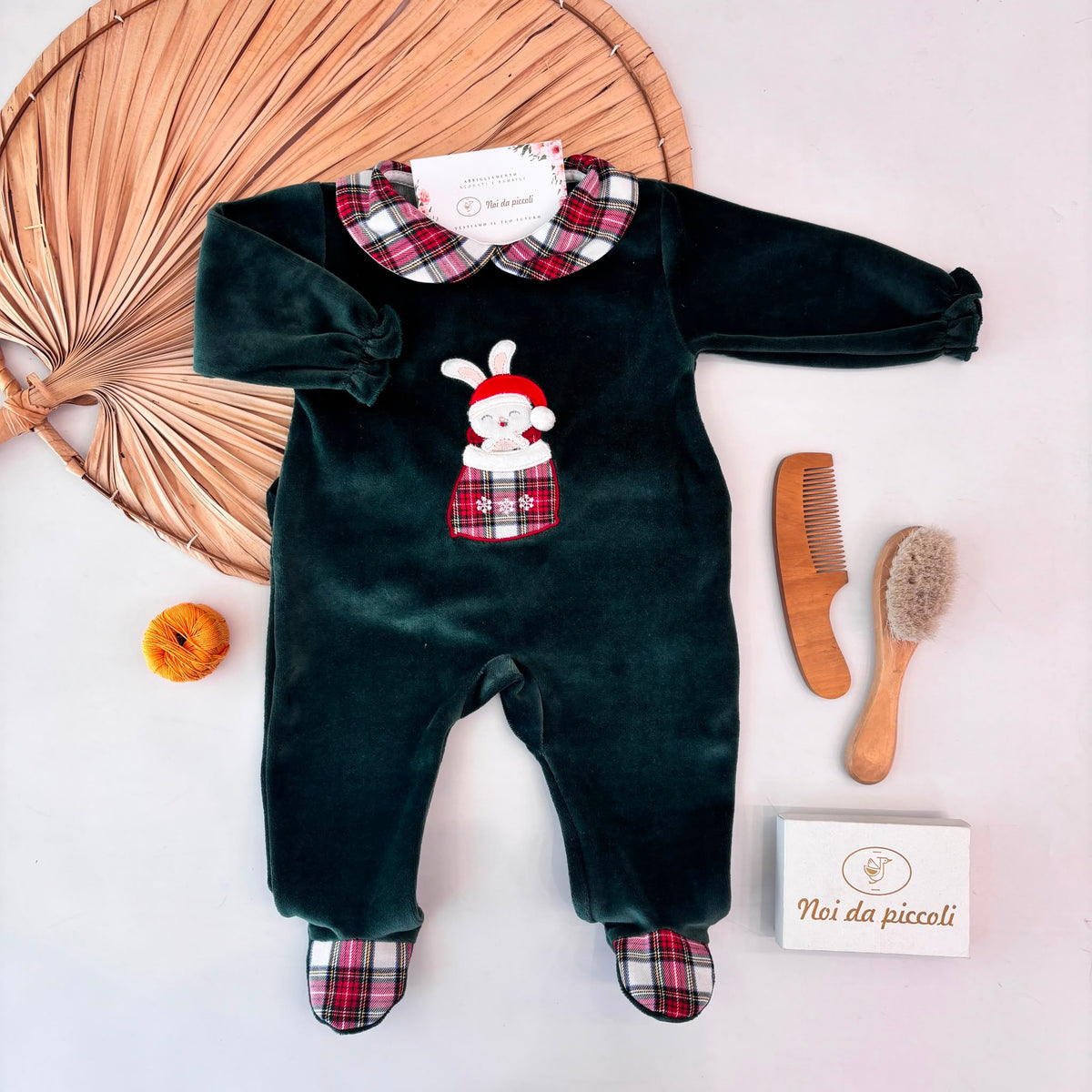 TUTINA in ciniglia con colletto tartan VERDE