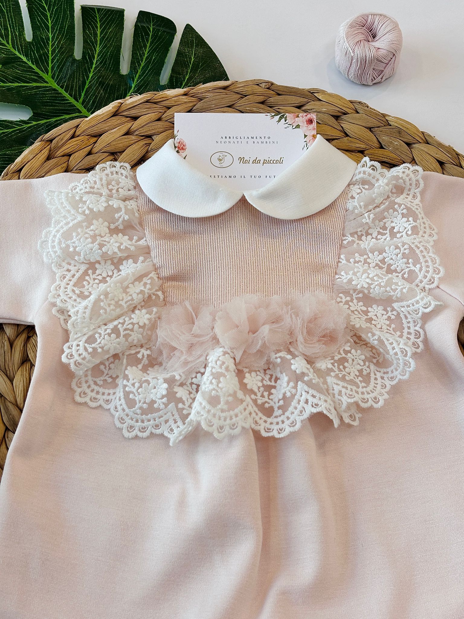 TUTINA COTONE CALDO ROSA PIZZO BIANCO