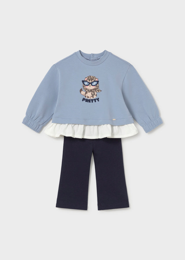 COMPLETO IN COTONE CALDO MARINO CON GATTINA GLAM