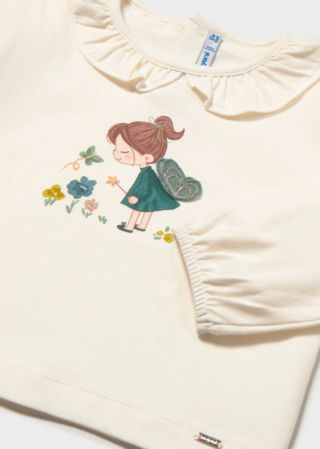 MAGLIA IN COTONE CALDO CRUDO CON BIMBA CON ALI DI FARFALLA