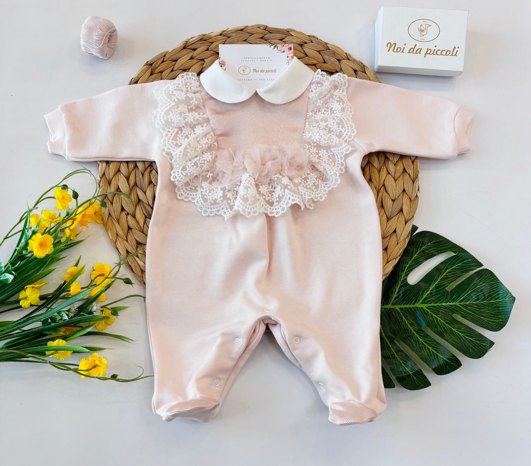 TUTINA COTONE CALDO ROSA PIZZO BIANCO