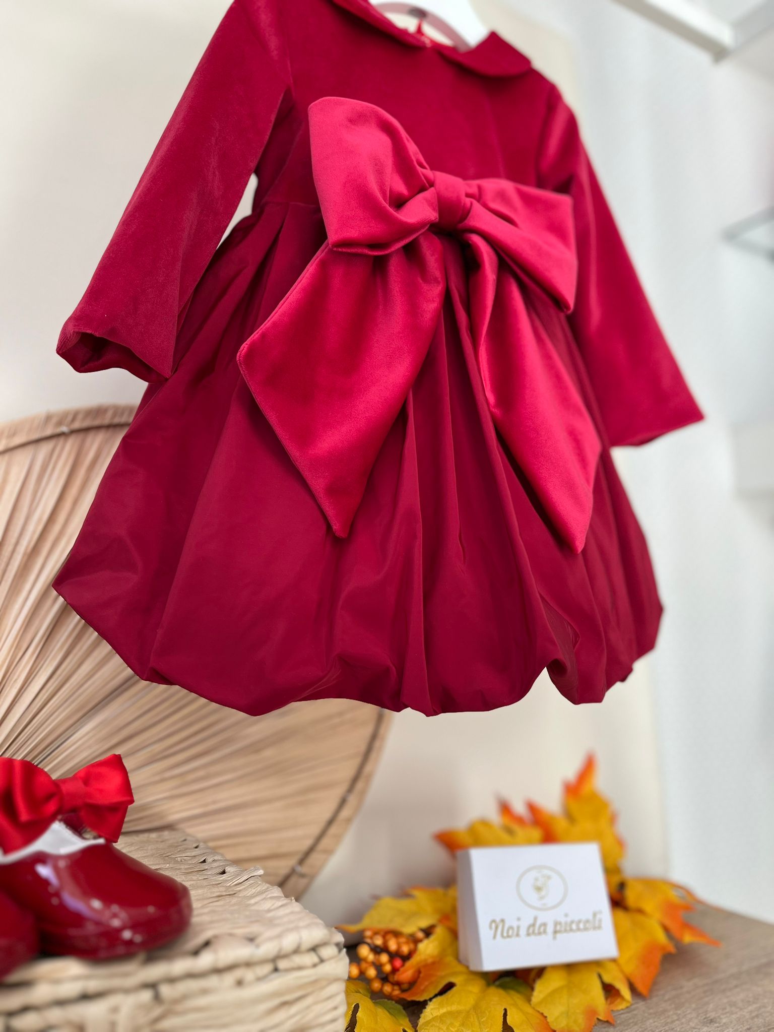 ABITINO ION VELLUTINO E TAFFETA' IN SETA ROSSO