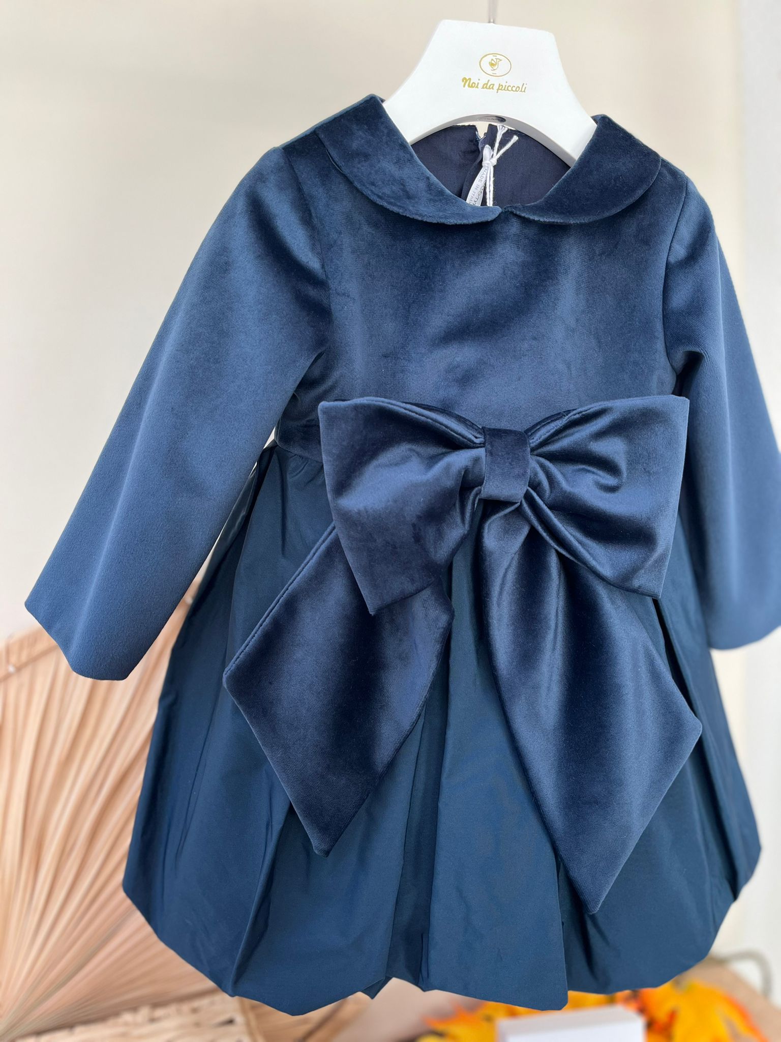 ABITINO ION VELLUTINO E TAFFETA' IN SETA BLU