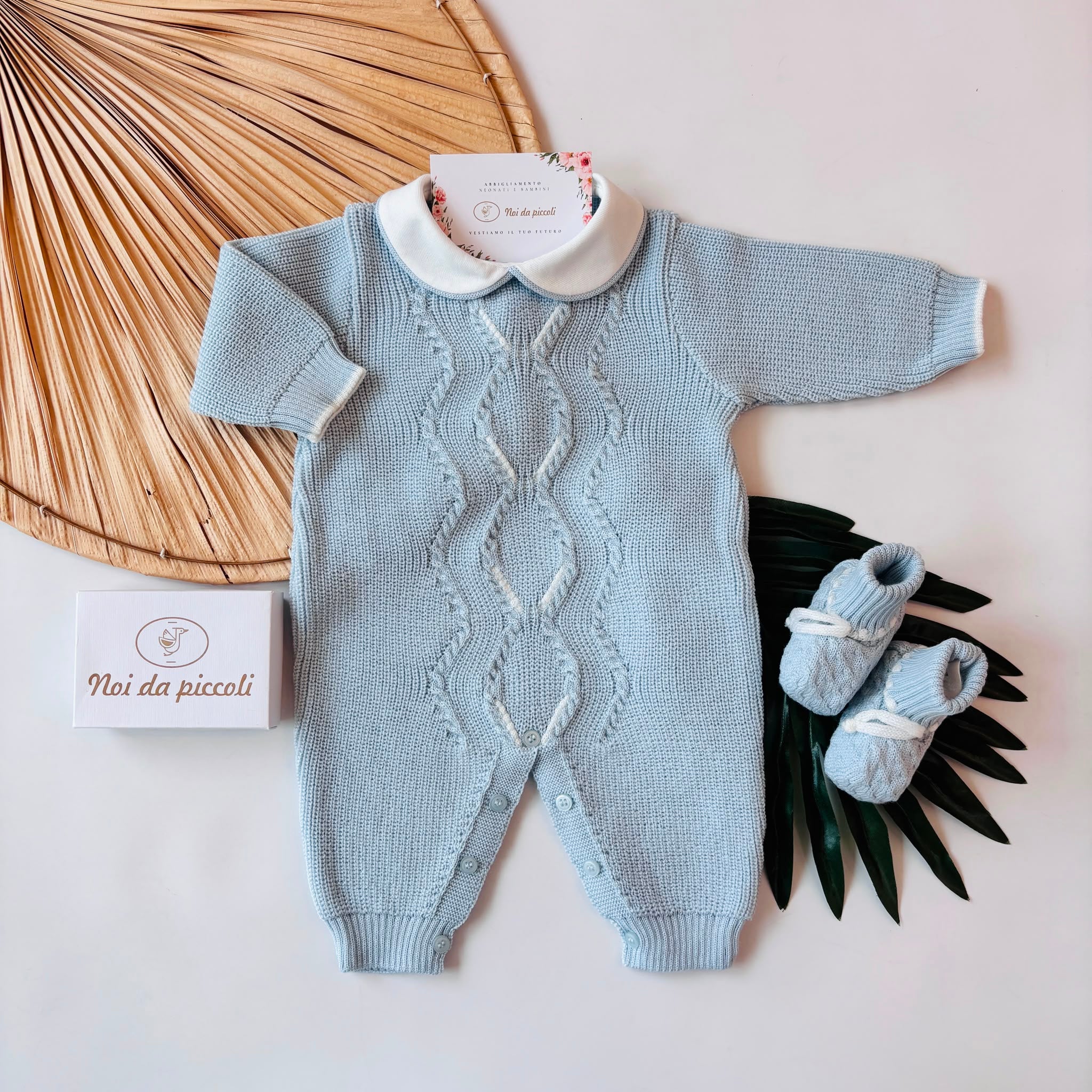 TUTINA CON BABBUCCE 100% LANA CIELO ROMBI