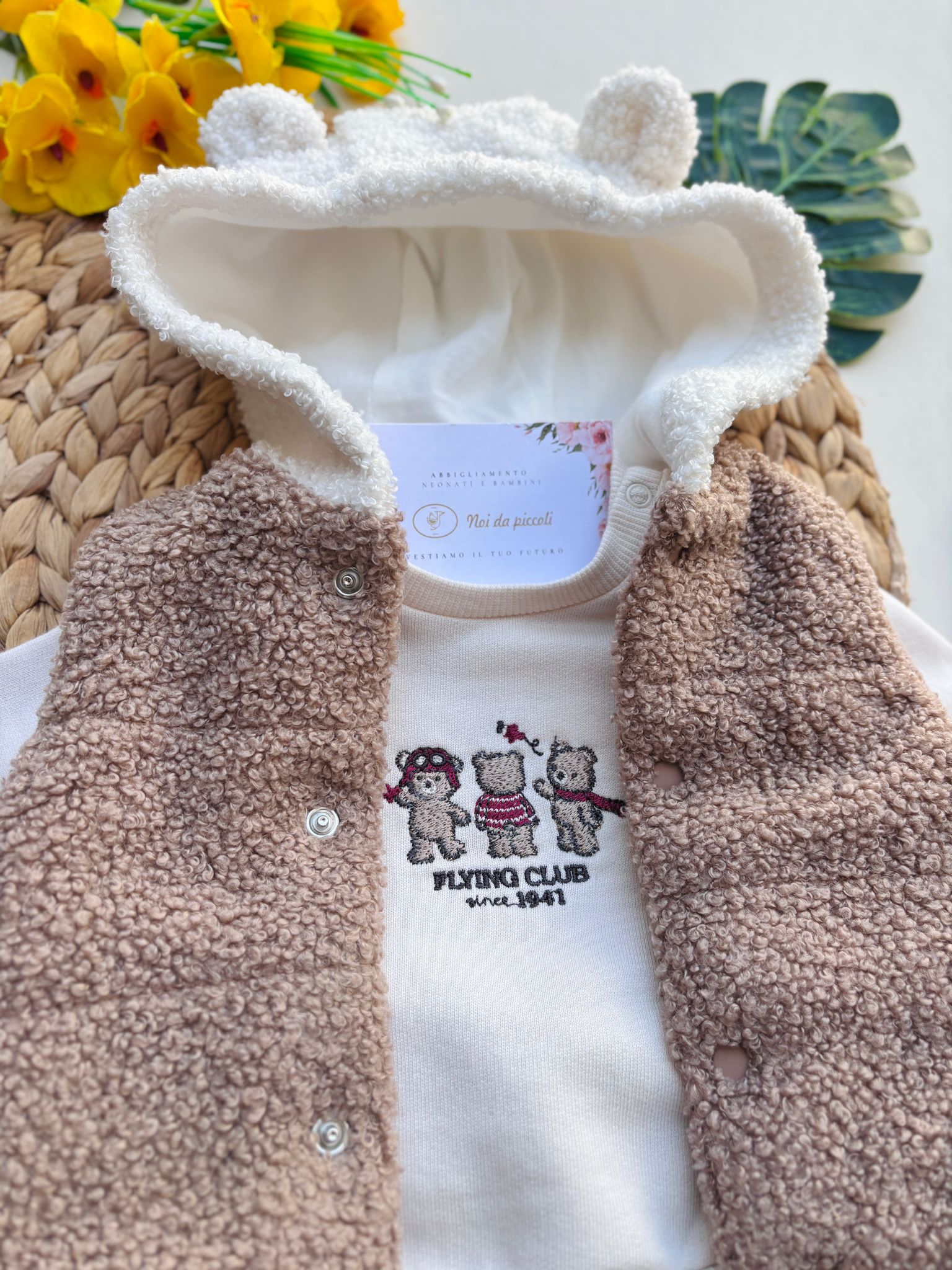 COMPLETO 3 PZ IN CALDO COTONE TEDDY Marrone