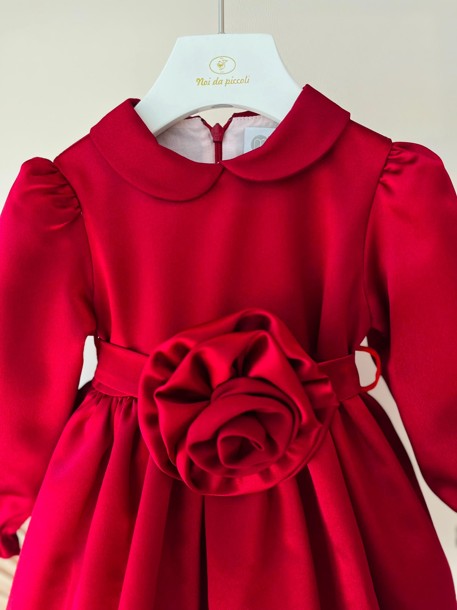 ABITO VELLUTO CON FIORE BORDEAUX