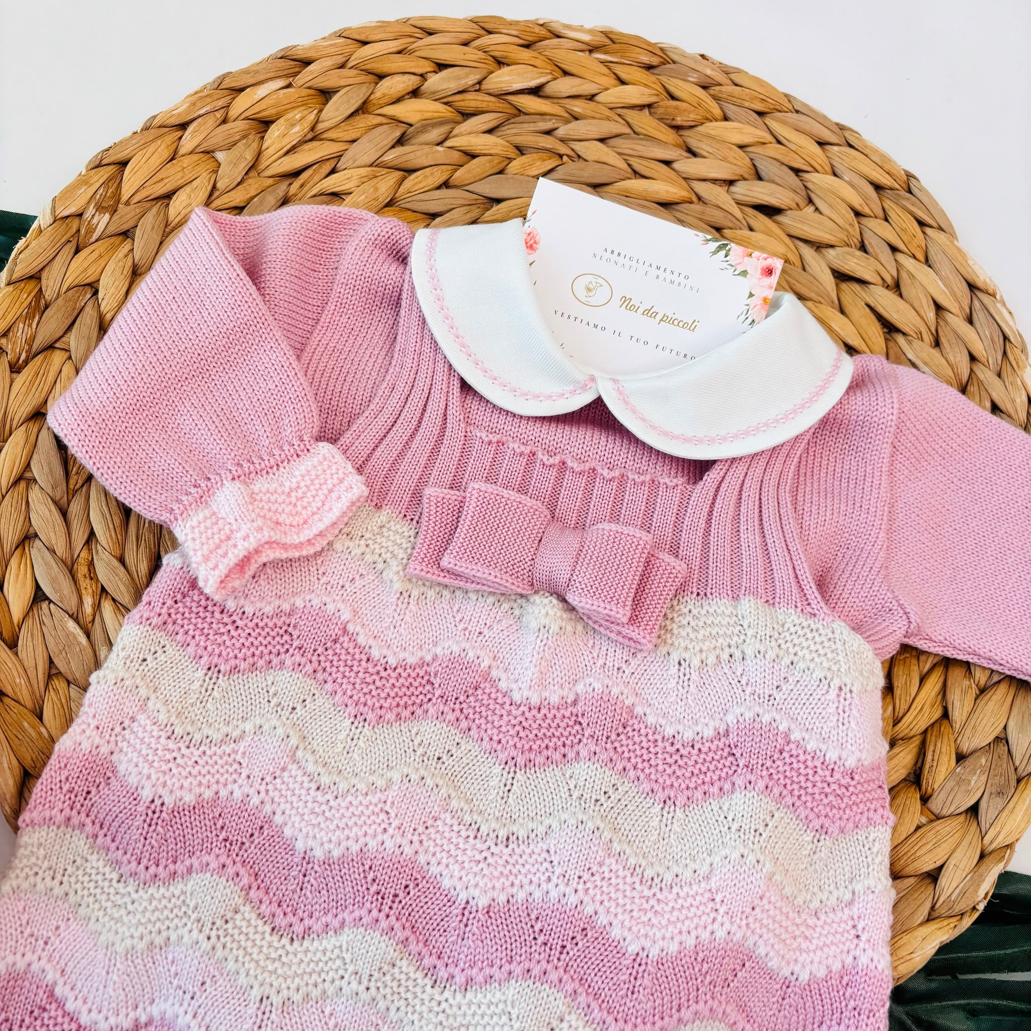 SALOPETTE CON PARURE 100% LANA ROSA E BEIGE