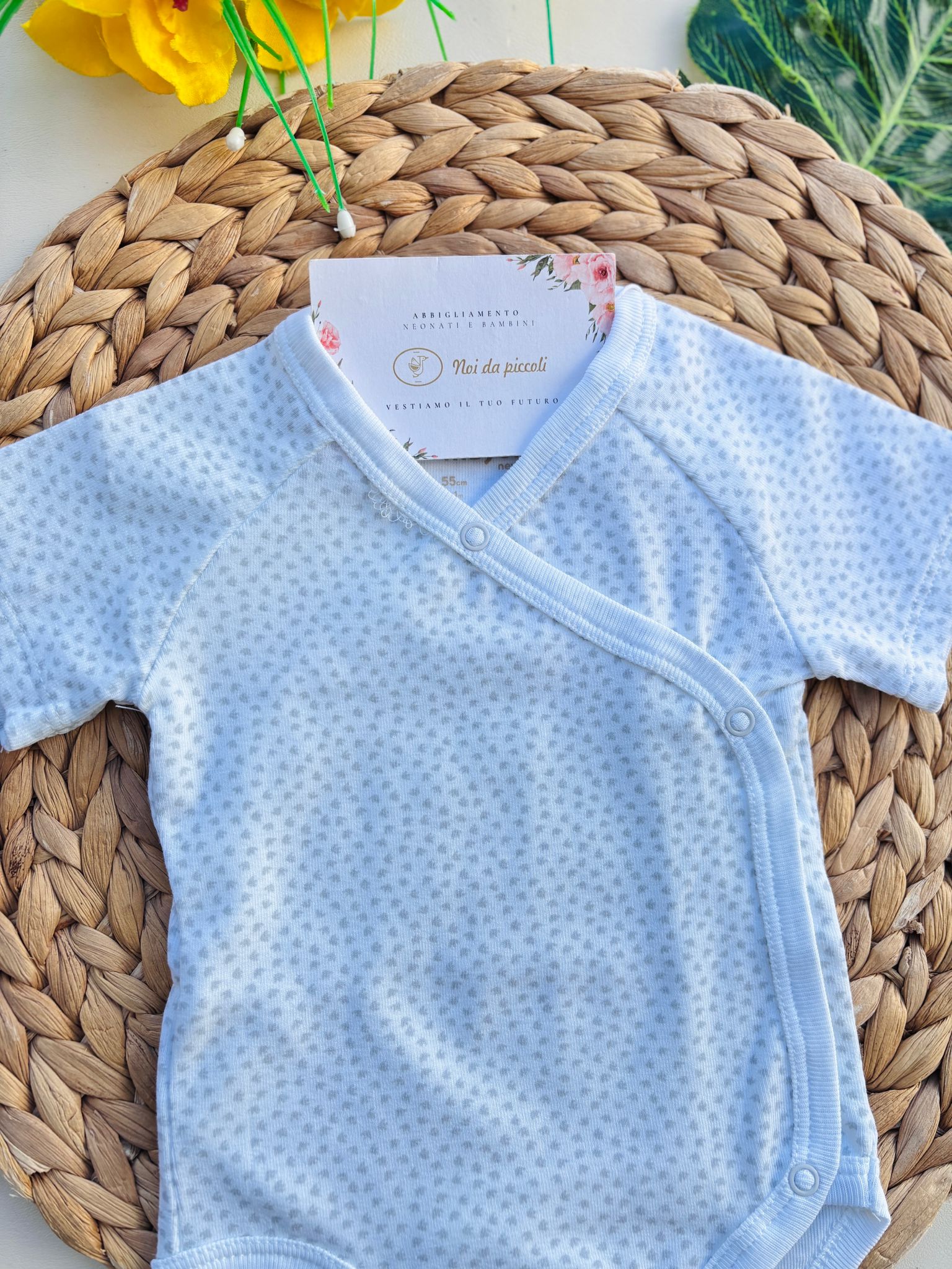 BODY IN COTONE ANTIOANICO A MANICA CORTA CON DISEGNINI BIANCO