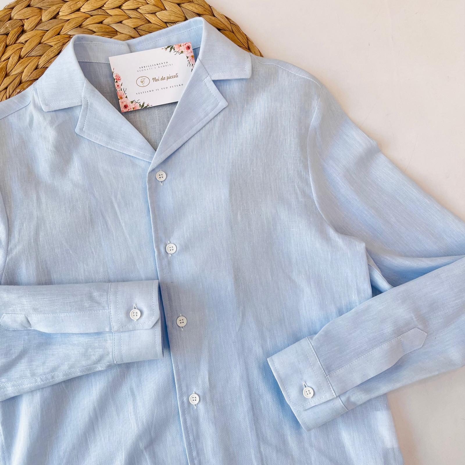 CAMICIA COTONE E LINO CIELO