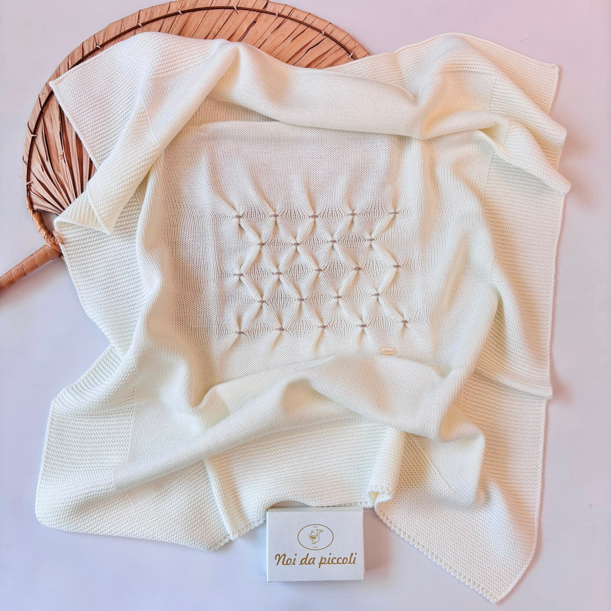 COORDINATO NASCITA lana con punto smock PANNA