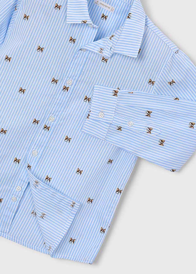 CAMICIA IN COTONE CALDO CIELO CON PICCOLI CON PATTERN MICO-STAMPATO