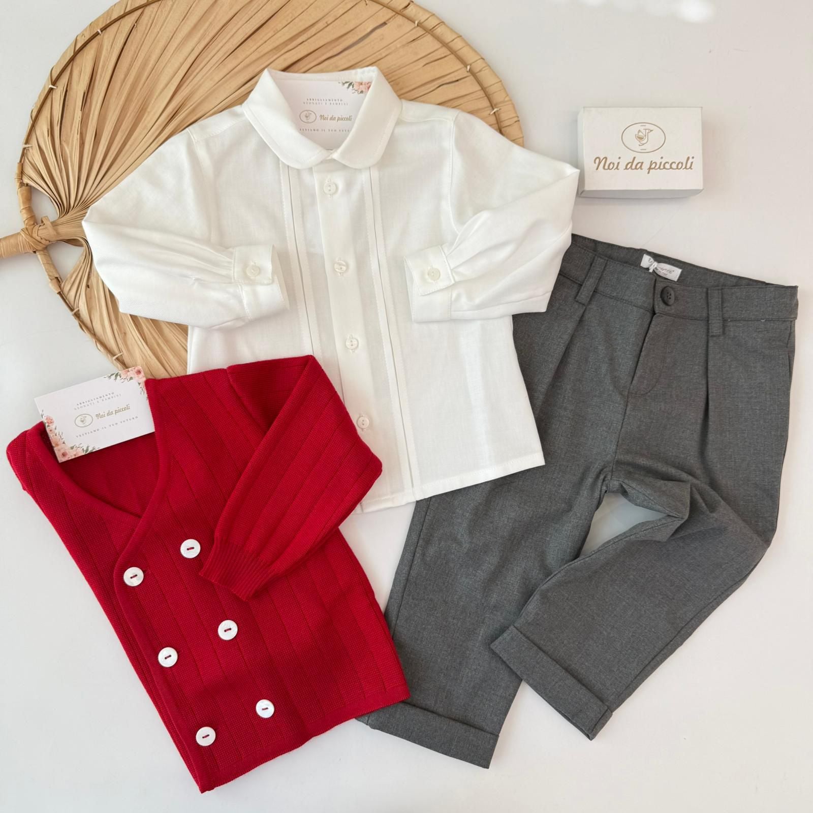 COMPLETO CERIMONIALE CON GOLFINO IN LANA MERINO ROSSO