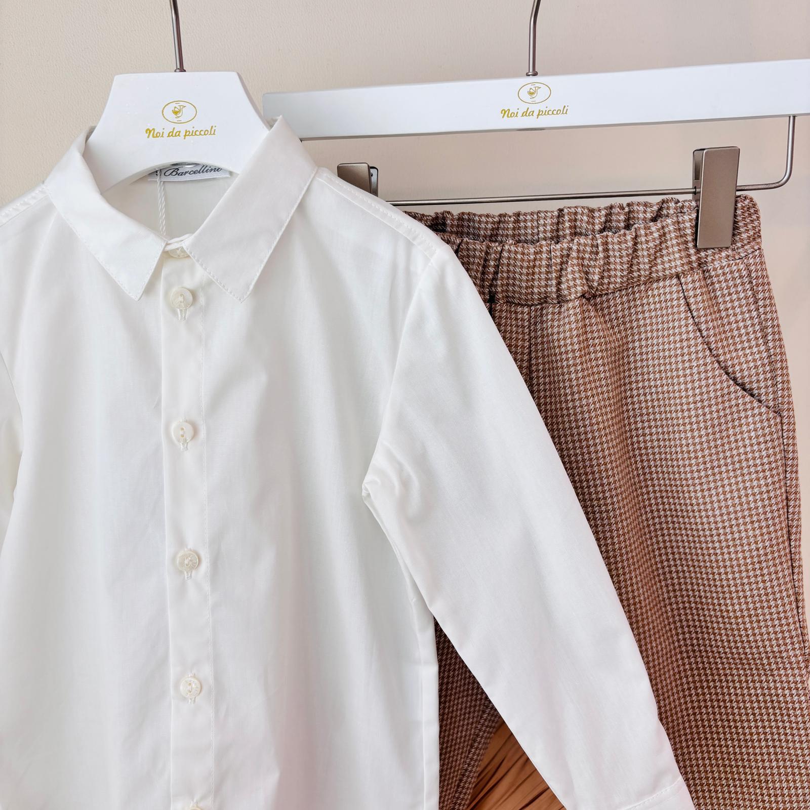 COMPLETO IN COTONE CALDO BEIGE CON FANTASIA PIED-DE-POULE
