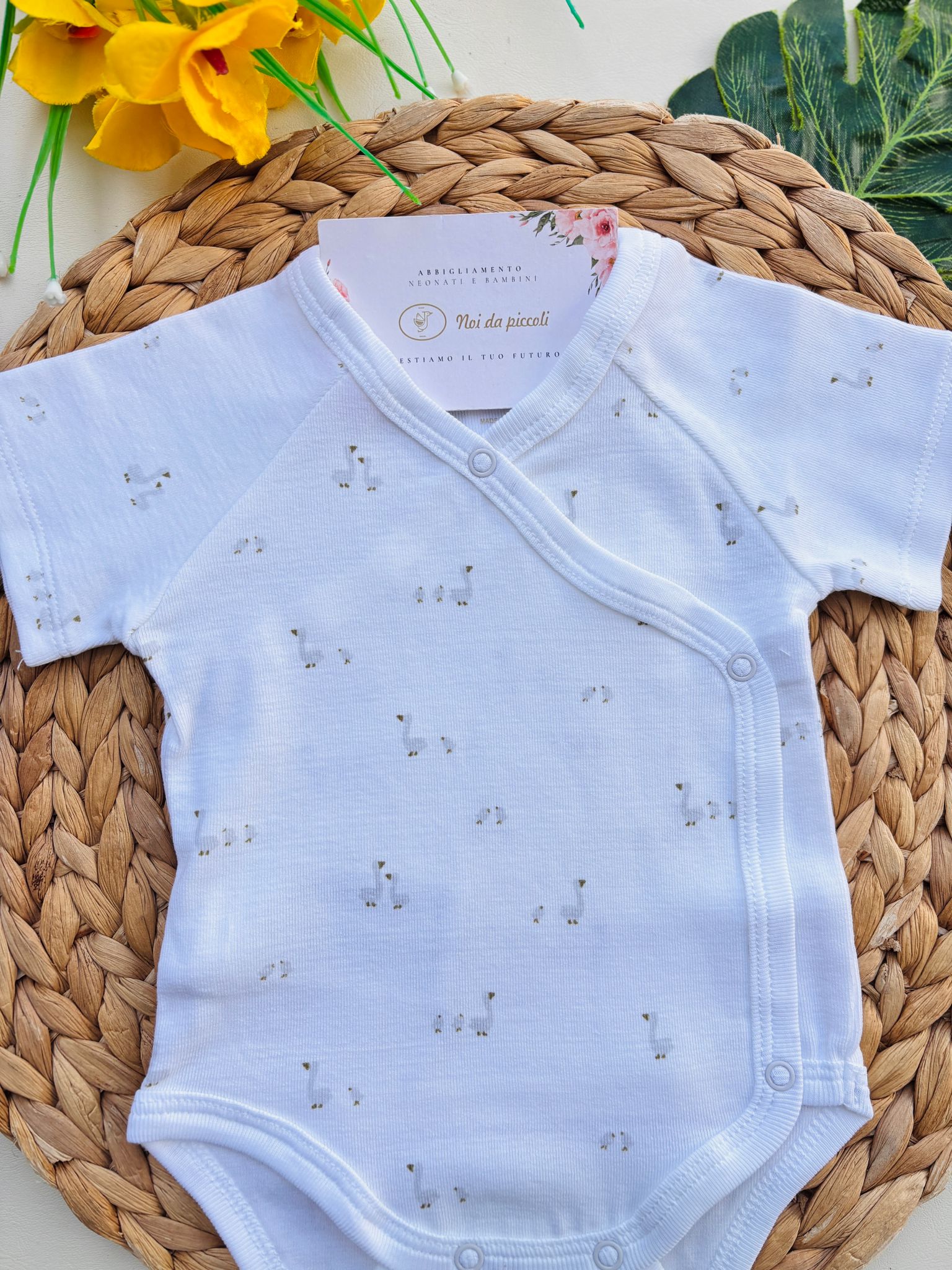 BODY IN COTONE ANTIPANICO A MANICA CORTA OCHETTA BIANCO