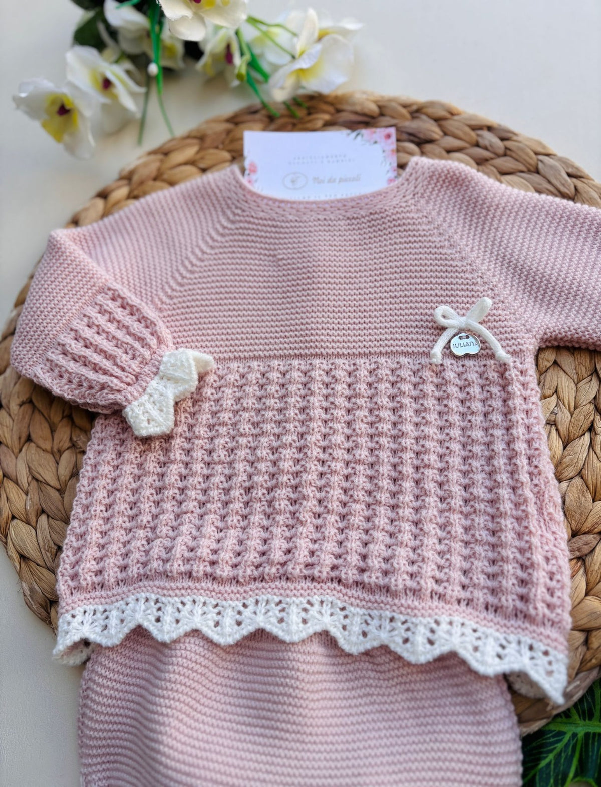 COMPLETO2PZ CON CUFFIA FILATO CALDO ROSA