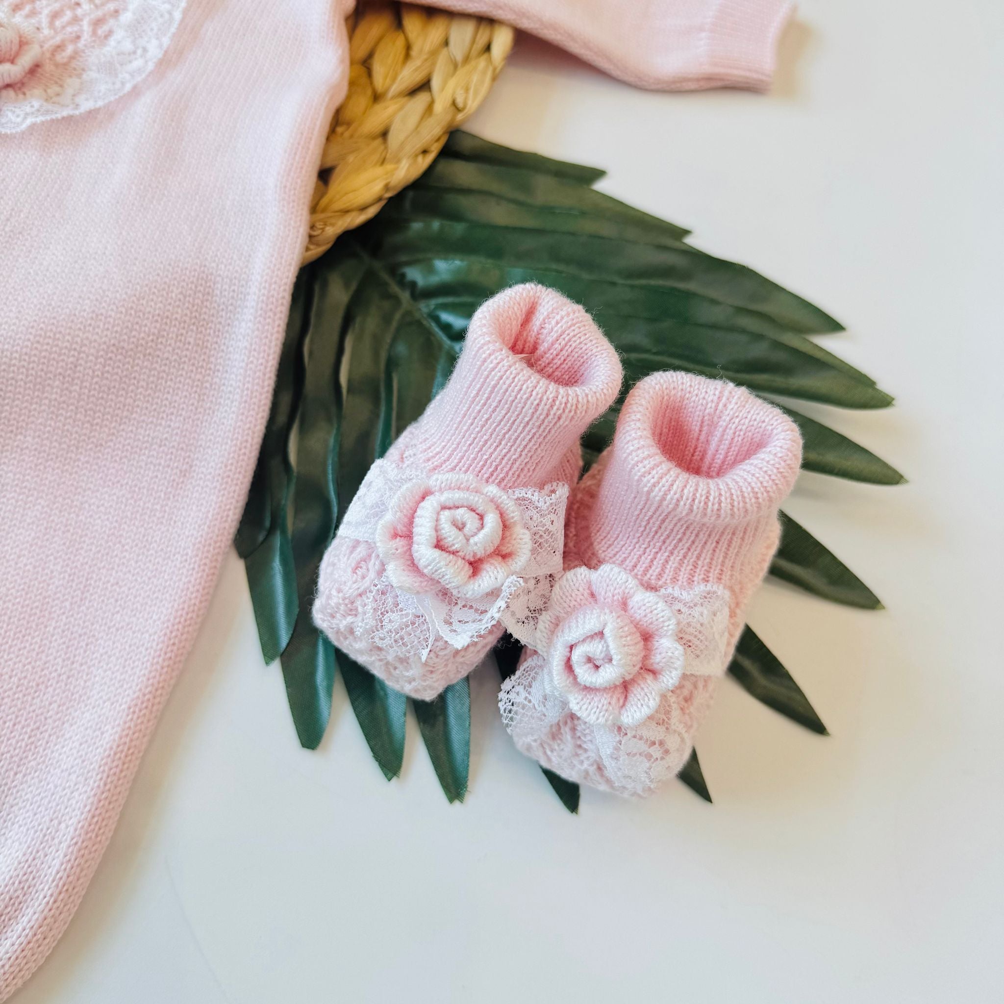 TUTINA CON PARURE 100% LANA ROSA
