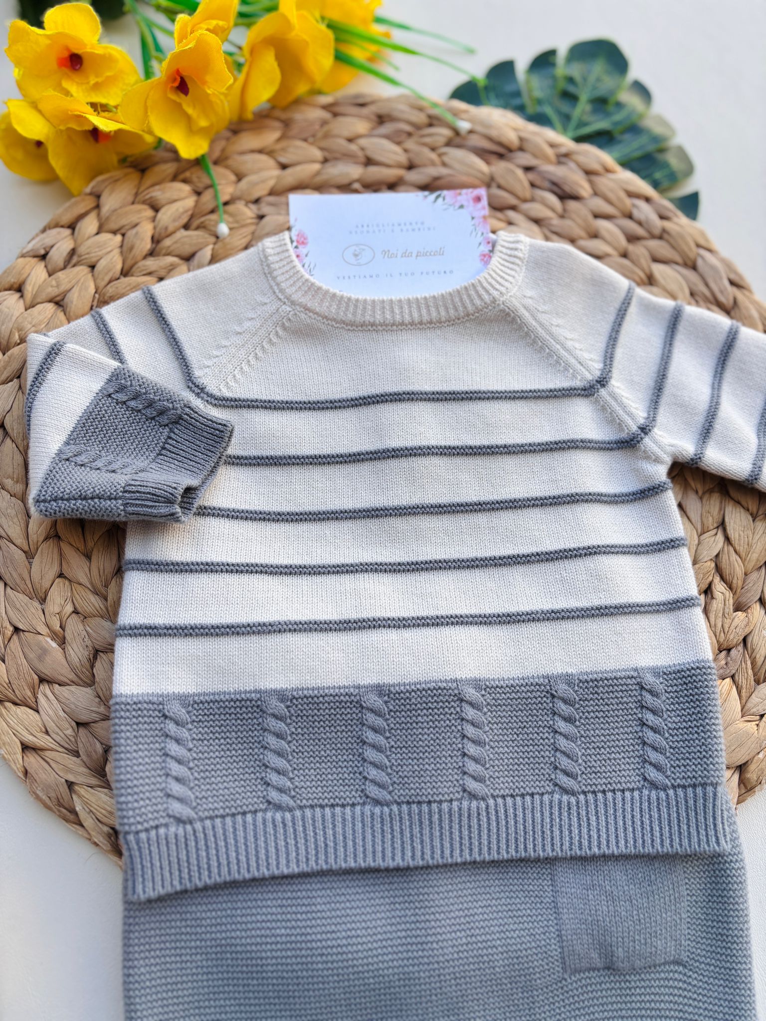 COMPLETO 2 P IN FILATO CALDO CON RIGHE Grigio