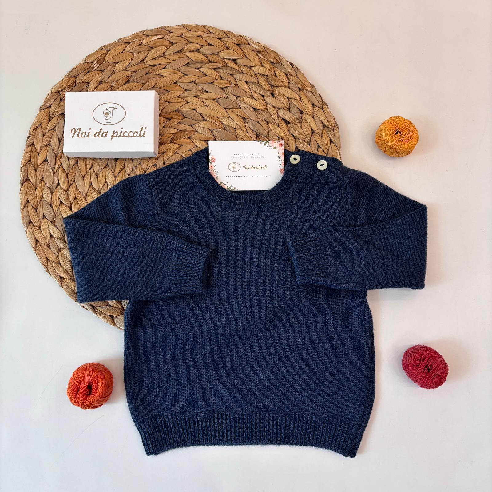 MAGLIONE IN MISTO CACHEMIRE BLU