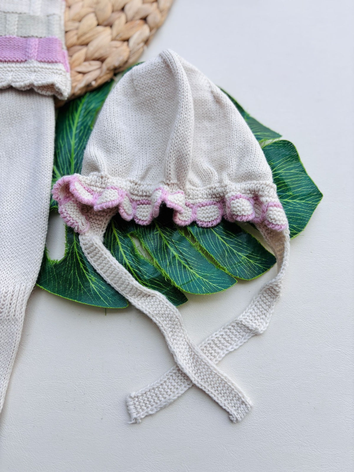 COMPLETO 2PZ CON CAPPELLINO FILATO CALDO BEIGE