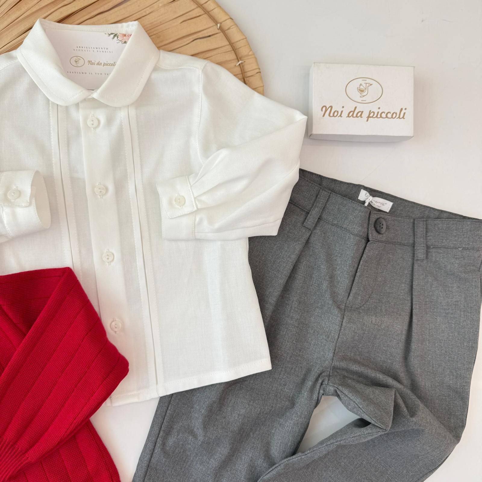 COMPLETO CERIMONIALE CON GOLFINO IN LANA MERINO ROSSO