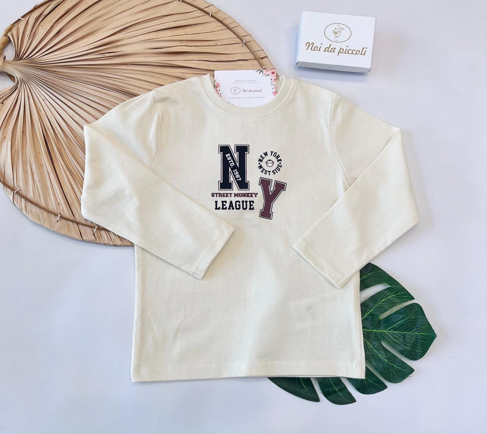 MAGLIA IN COTONE CALDO PANNA IN STILE COLLAGE
