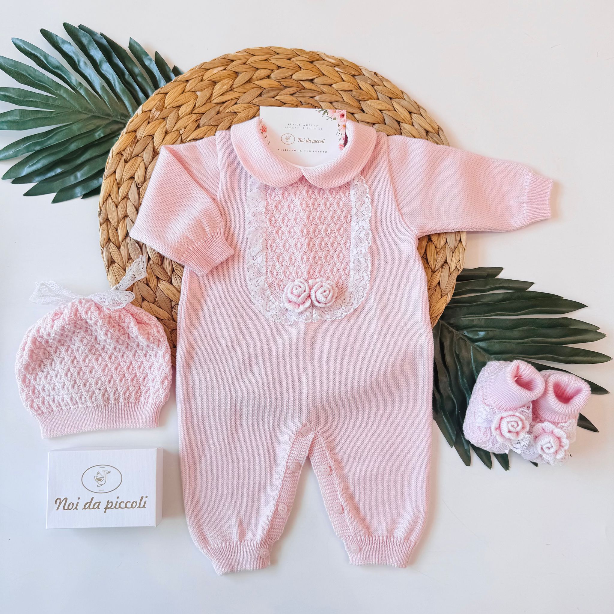 TUTINA CON PARURE 100% LANA ROSA