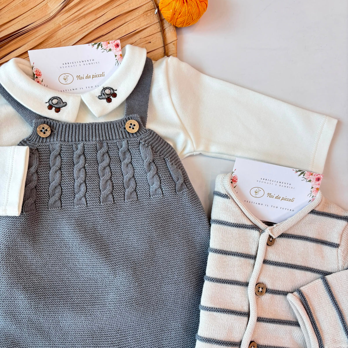 COMPLETO IN COTONE CALDO GRIGIO A RIGHE