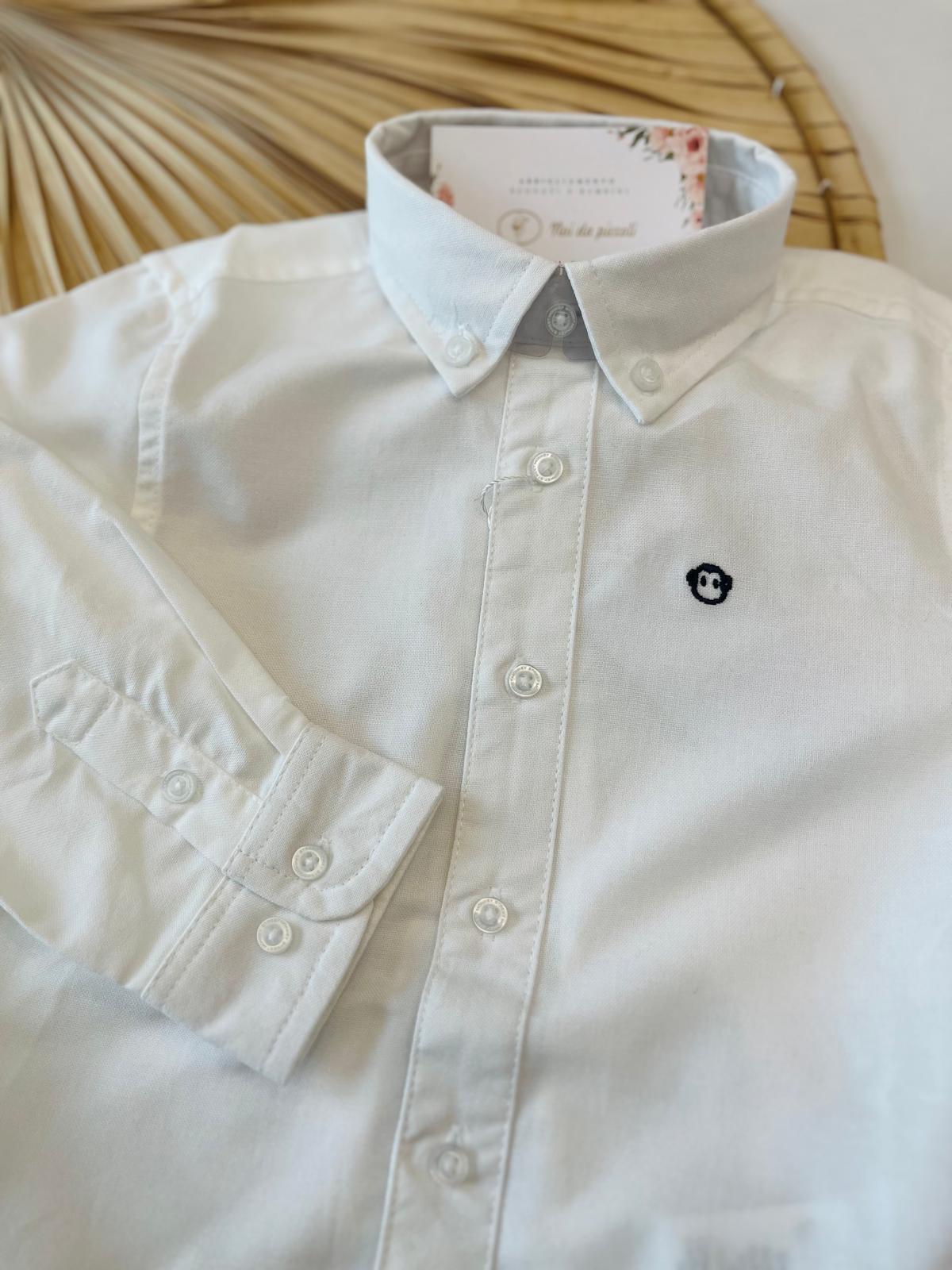 CAMICIA IN COTONE CALDO BIANCO CON TASCHINO SUL PETTO