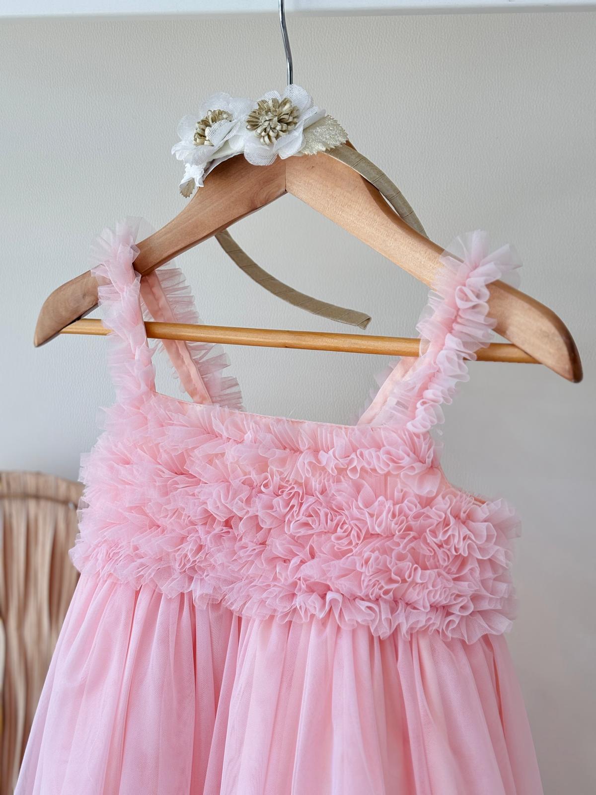 ABITINO 100 % COTONE ROSA TULLE ARRICCIATO - Noi da piccoli