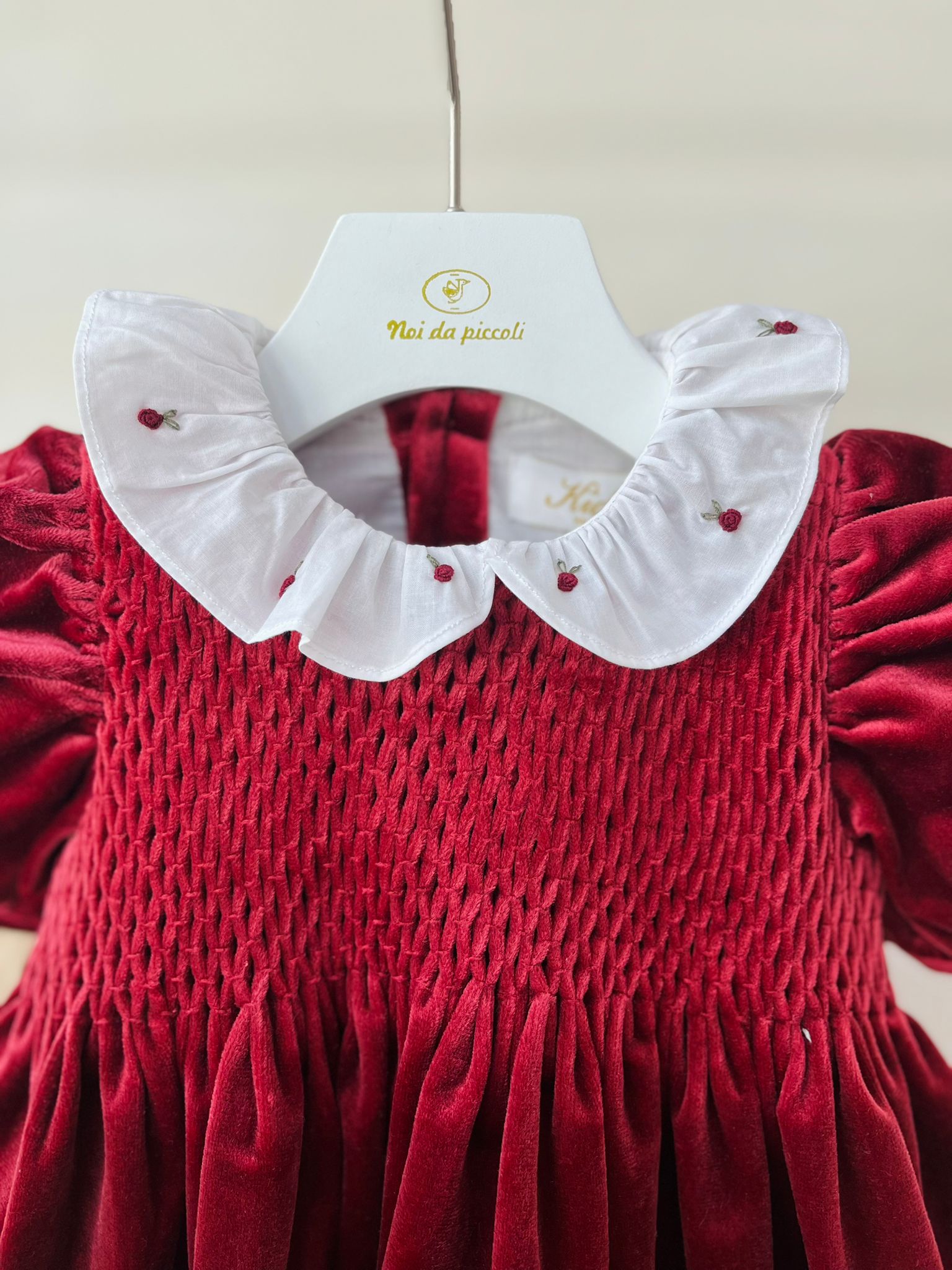 ABITINO A MANICA CORTA IN VELLUTO BORDEAUX - Noi da piccoli