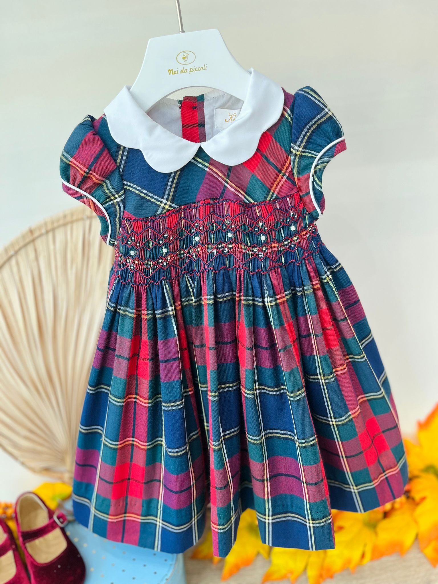 ABITINO A MANICA CORTA ROSSO TARTAN - Noi da piccoli