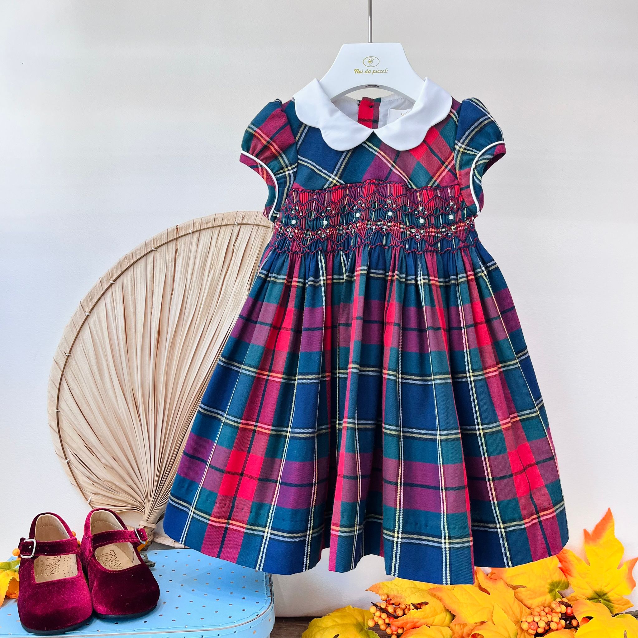 ABITINO A MANICA CORTA ROSSO TARTAN - Noi da piccoli