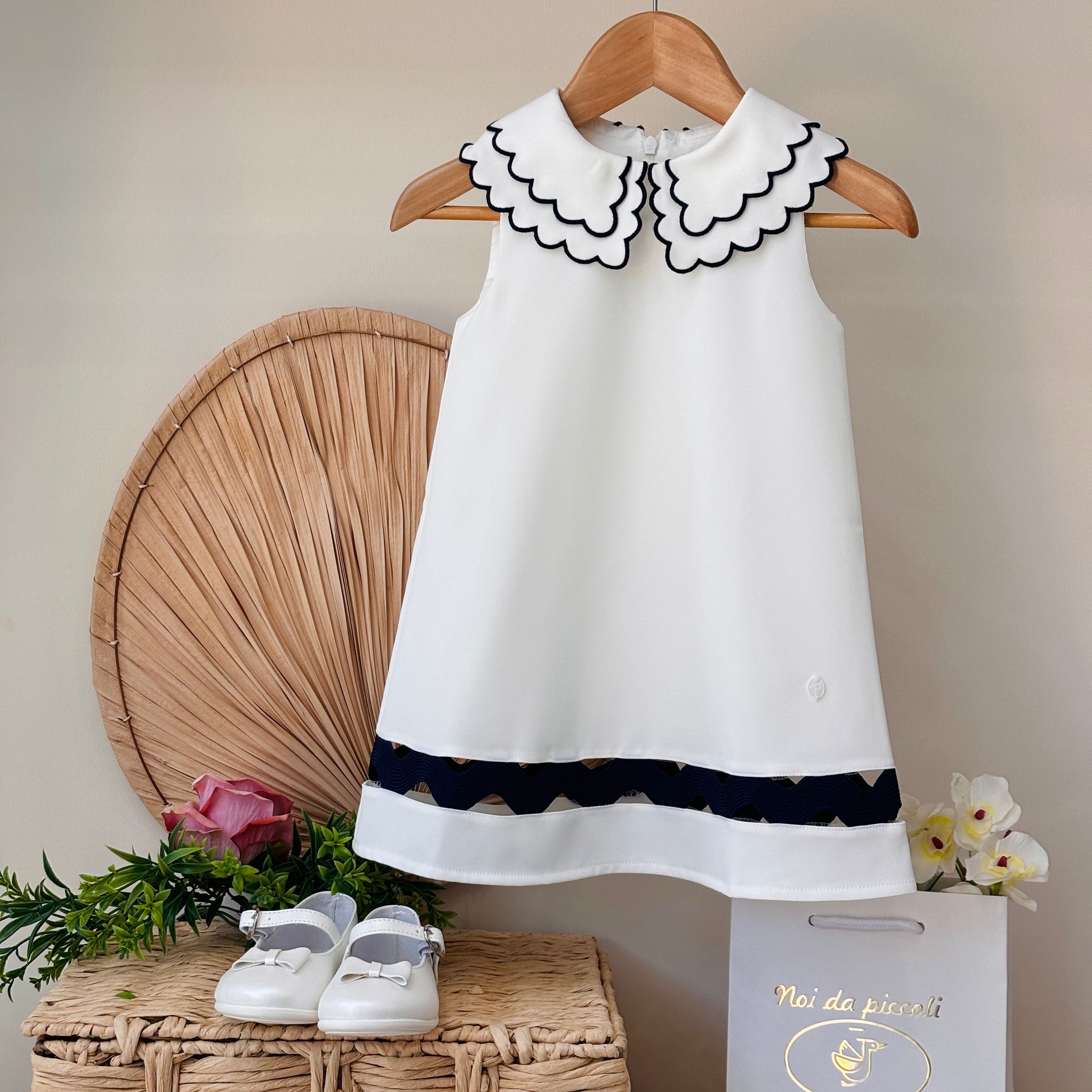 ABITINO BIANCO E BLU CON DOPPIO COLLETTO - Noi da piccoli